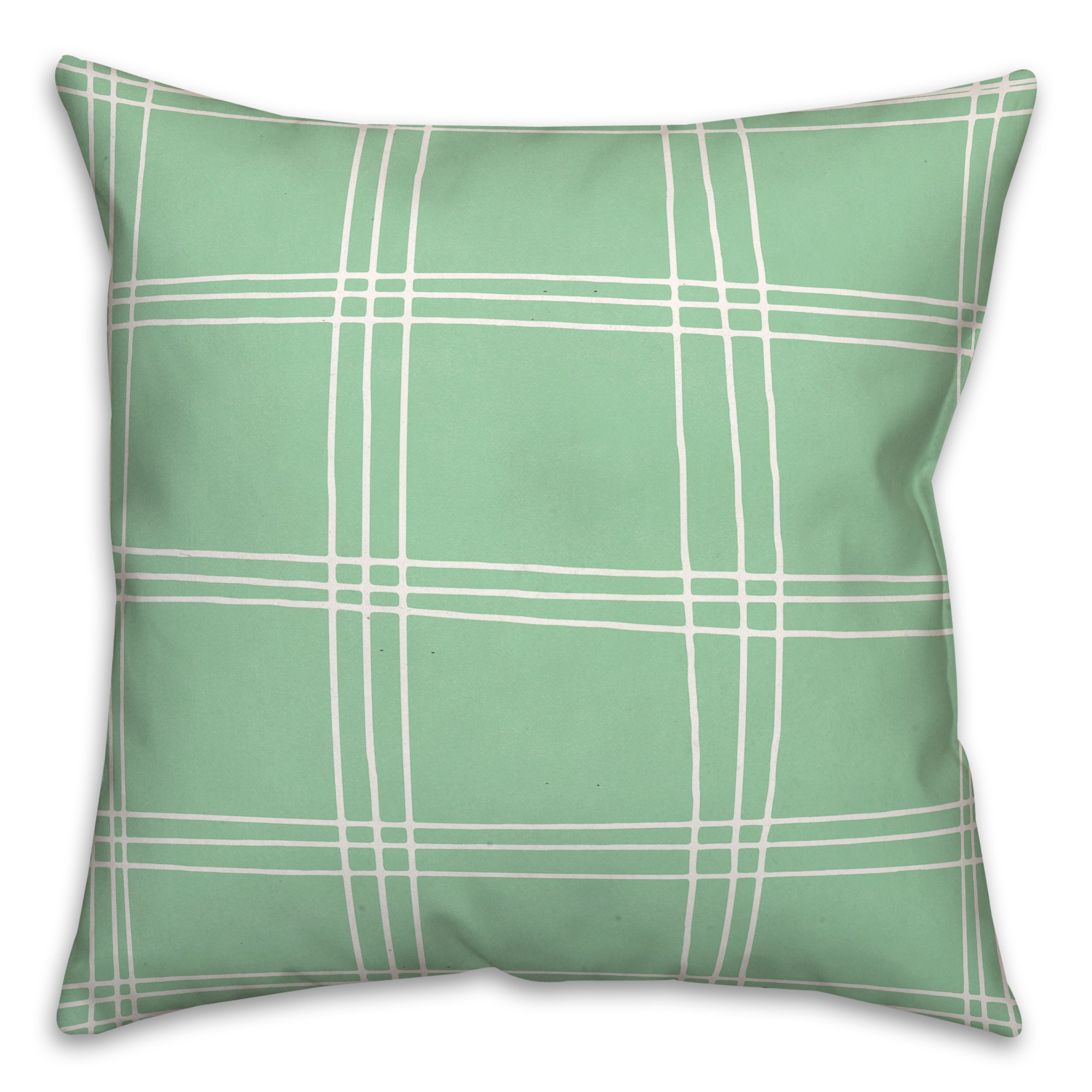 Mint Grid 16x16 Spun Poly Pillow