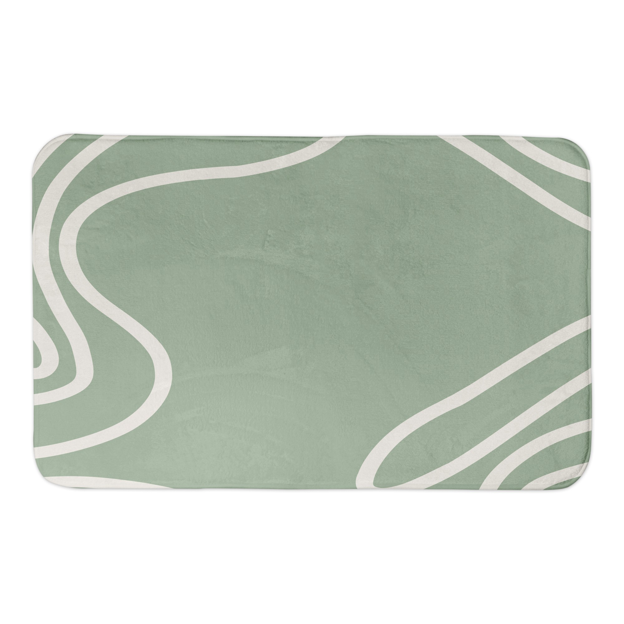 Green Curved  Line 34x21 Bath Mat