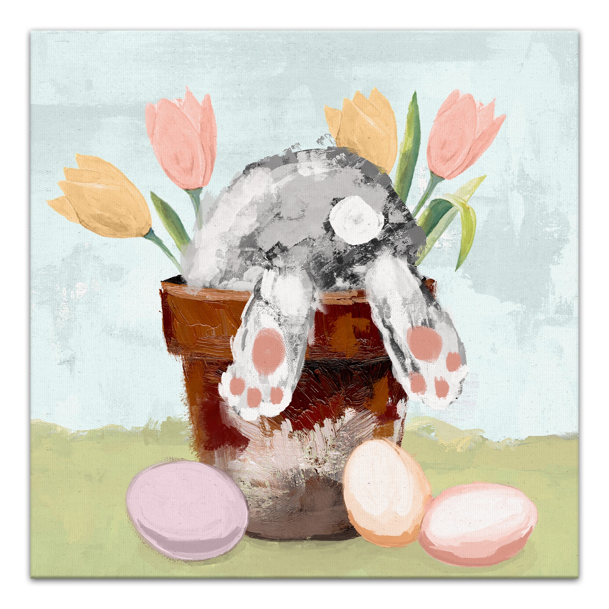 Bunny in Pot 16x16 Canvas Wall Art