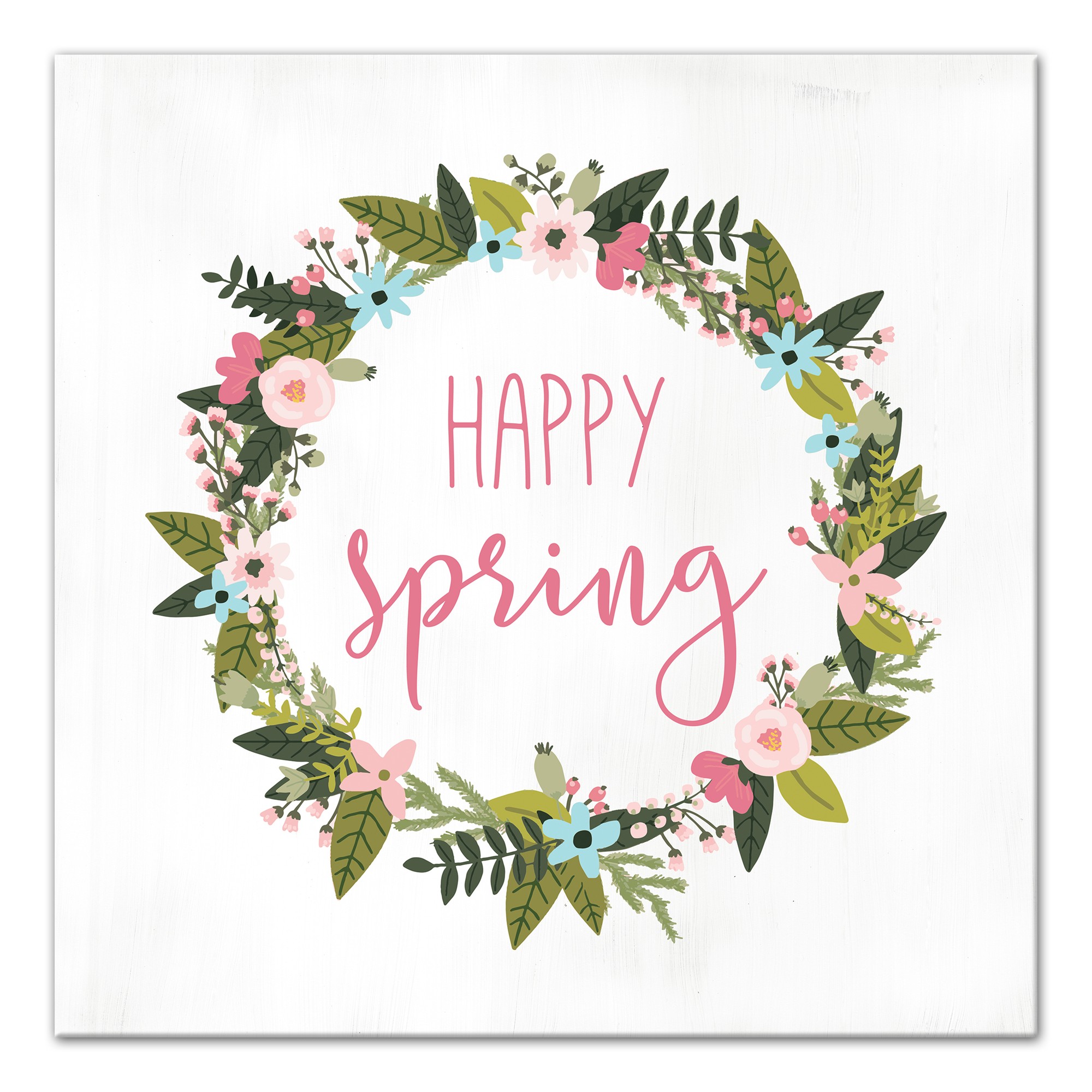 Happy Spring Wreath  16x16 Canvas Wall Art