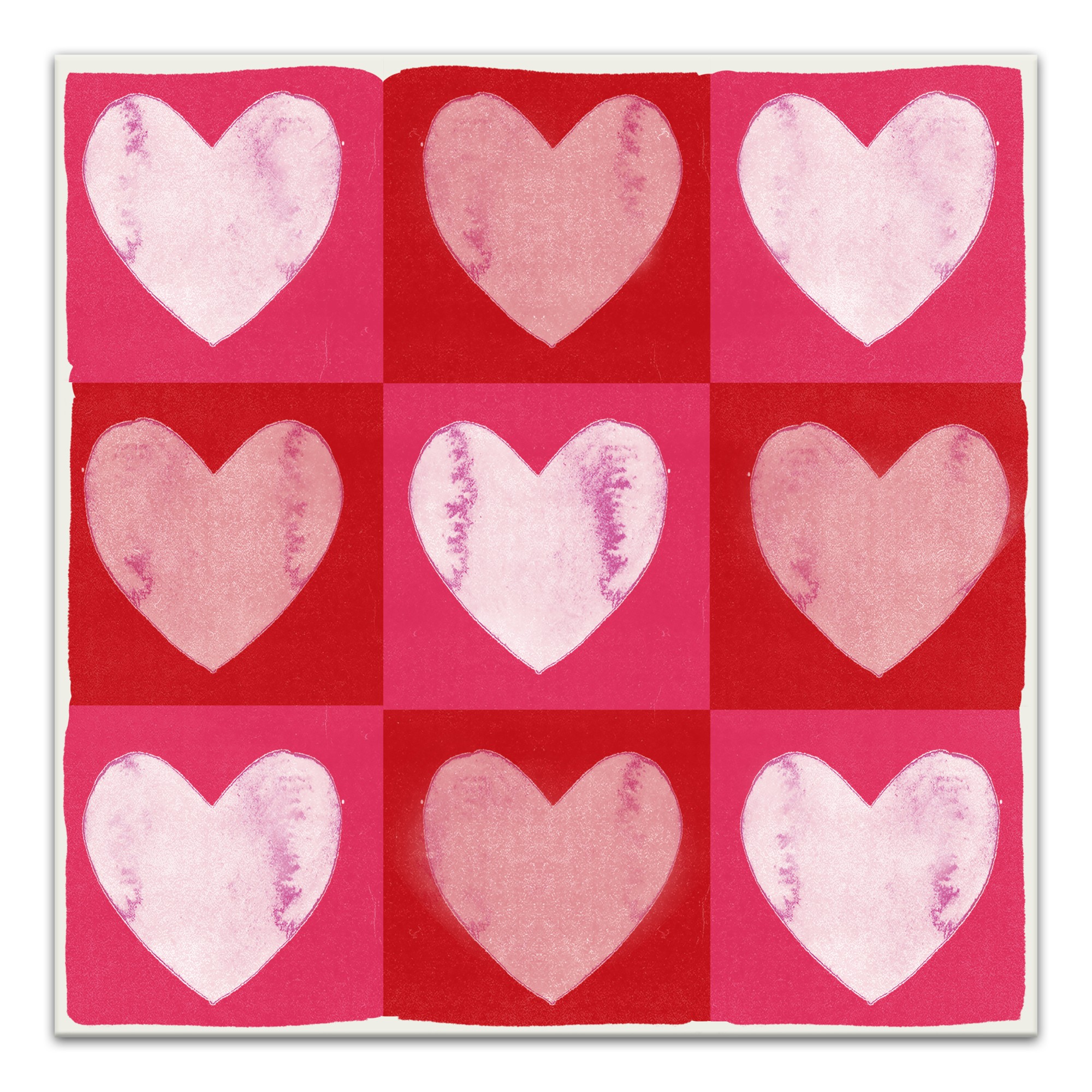 Loose Heart Squares  16x16 Canvas Wall Art