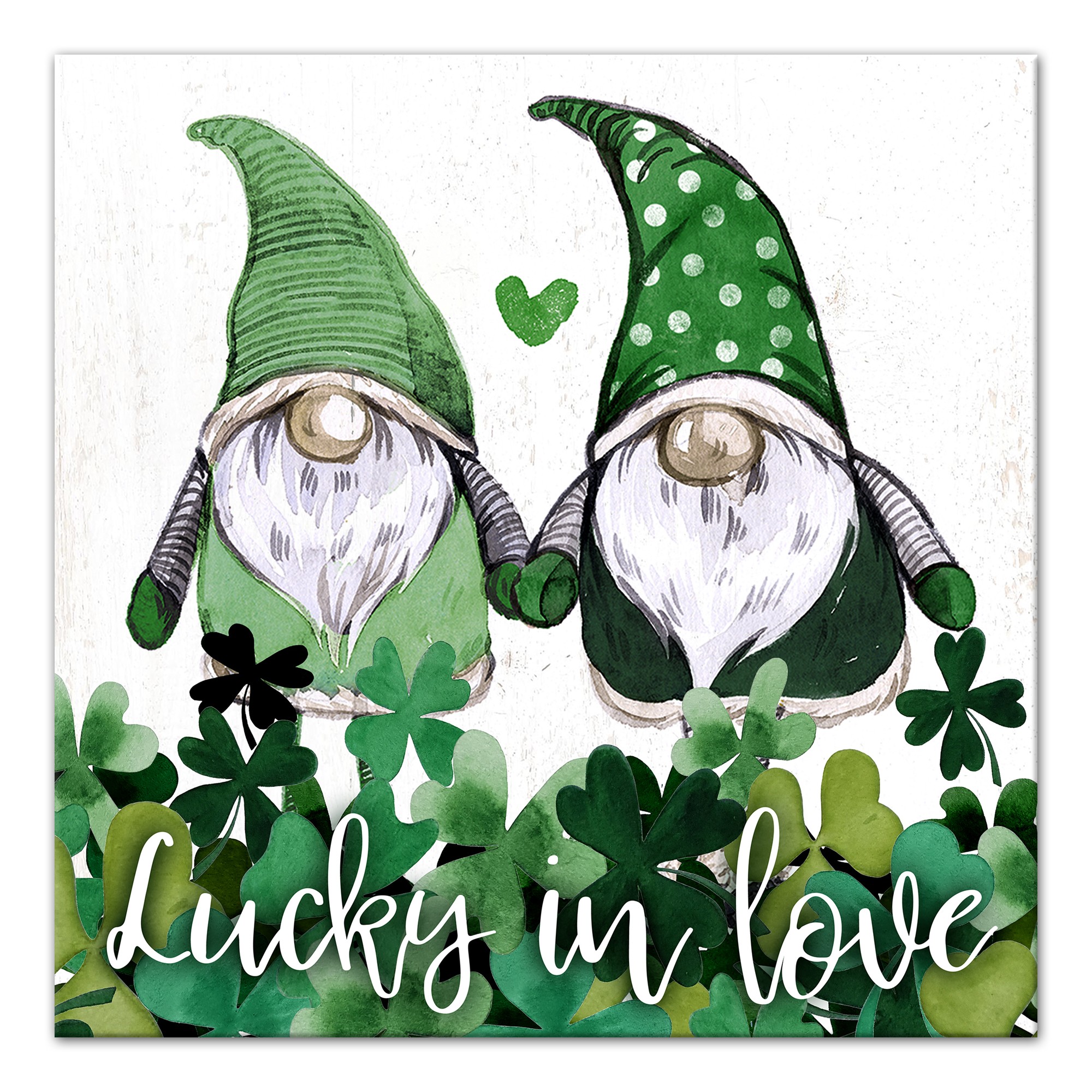 Lucky Love Gnomes 16x16 Canvas Wall Art