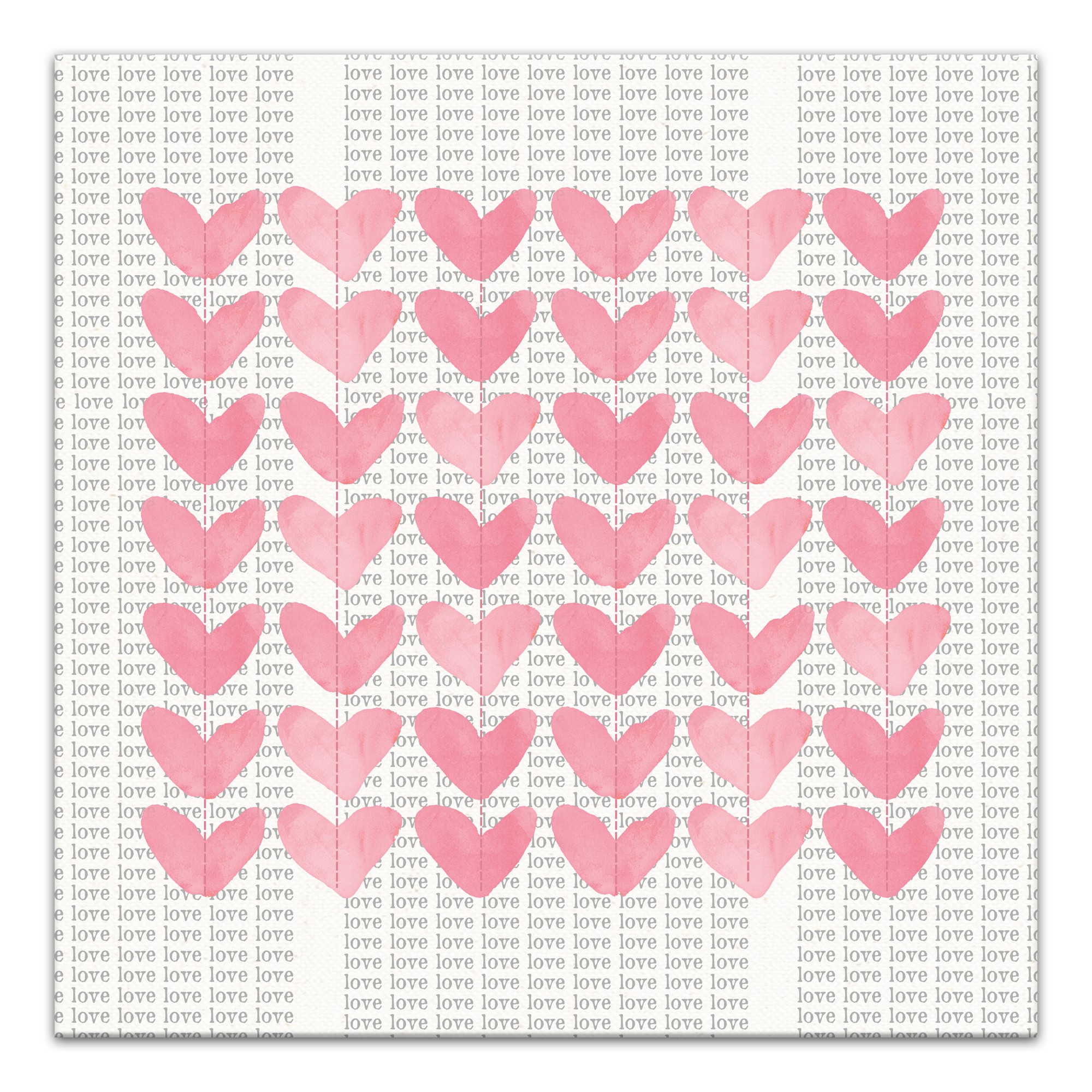 Watercolor Hearts 20x20 Canvas Wall Art