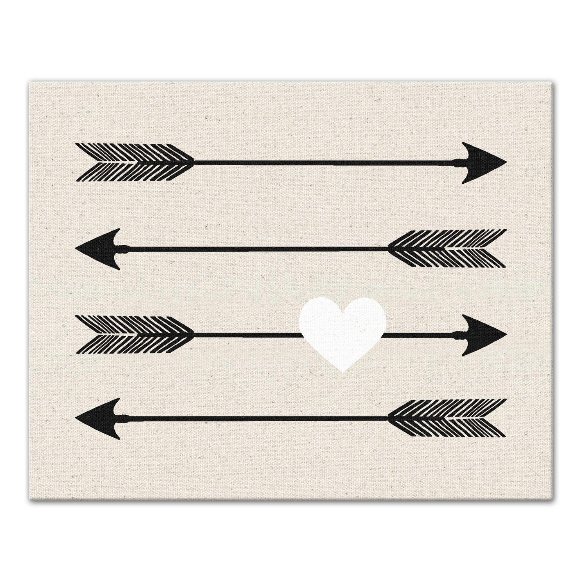 Linen Arrow Heart 20x16 Canvas Wall Art