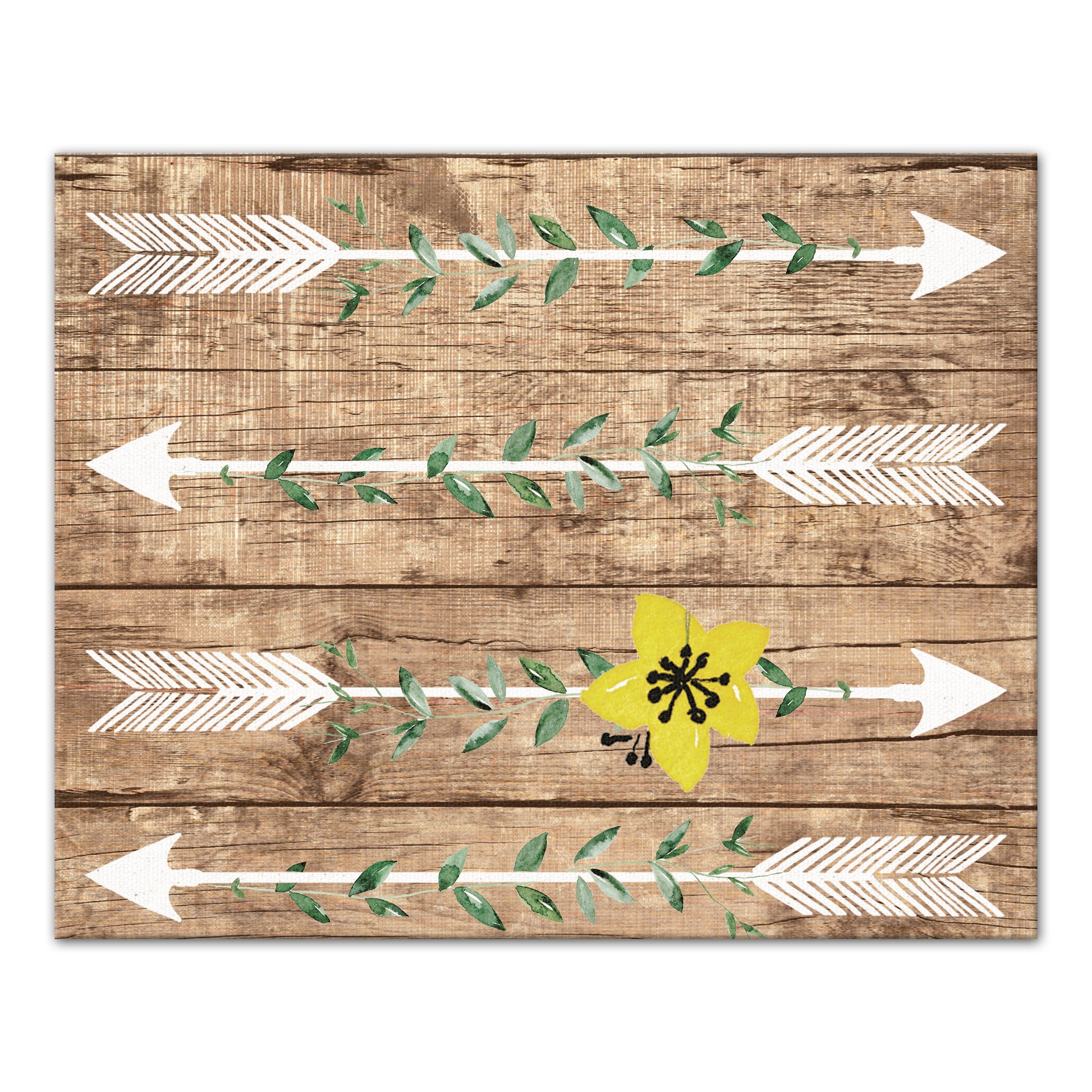 Floral Arrow Heart 20x16 Canvas Wall Art