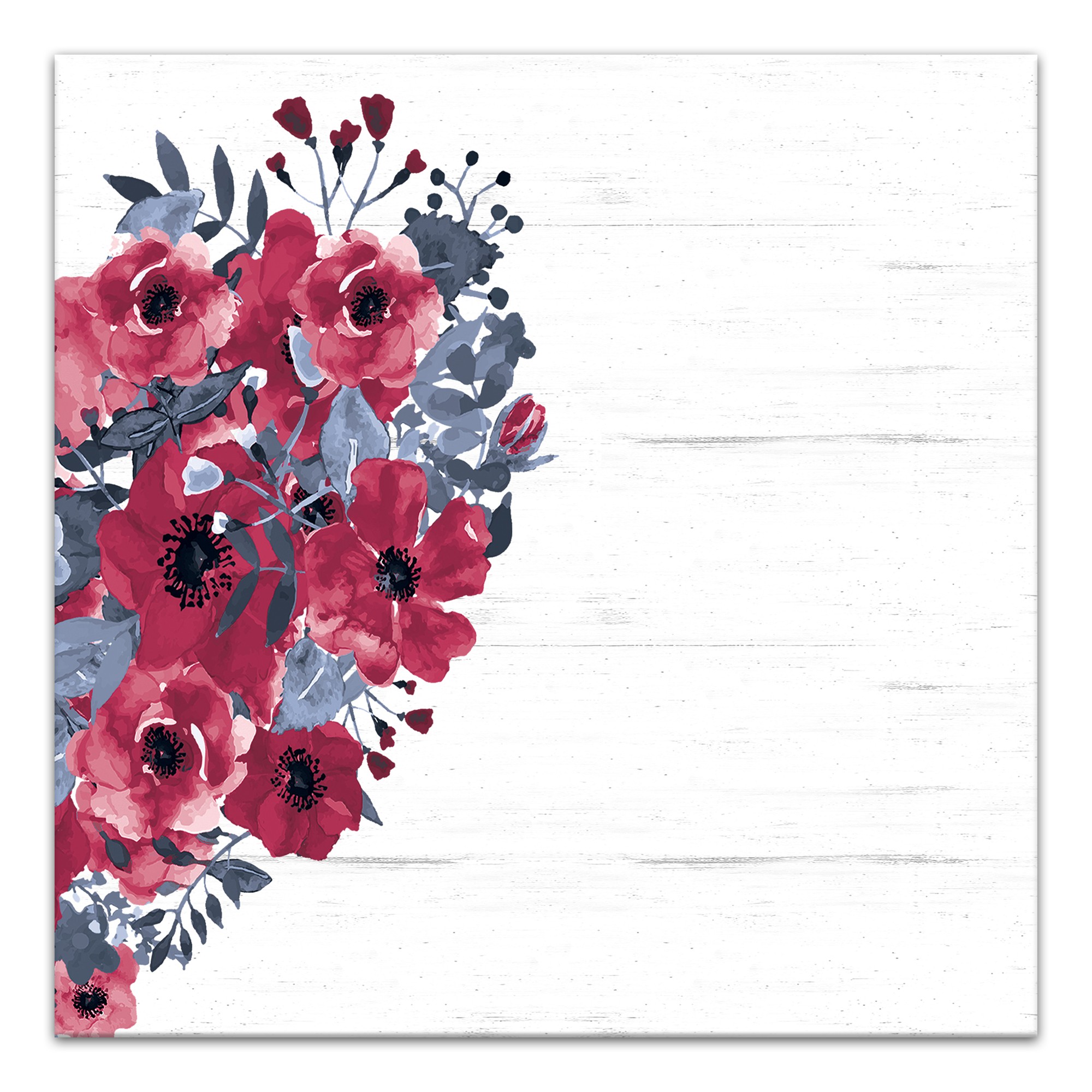 Right Big Floral Heart 12x12 Canvas Wall Art