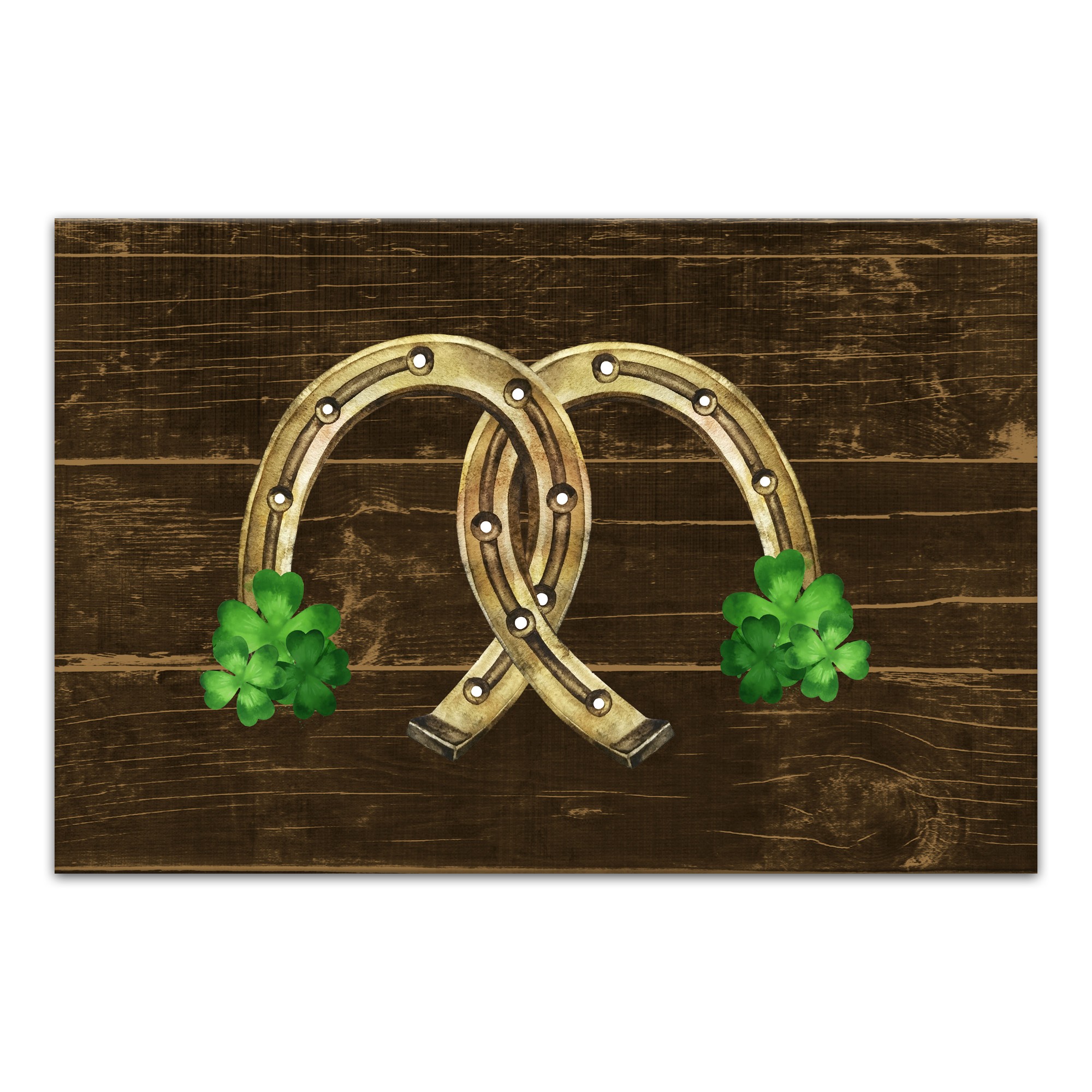 Wood Lucky Horsehoe 30x20 Canvas Wall Art