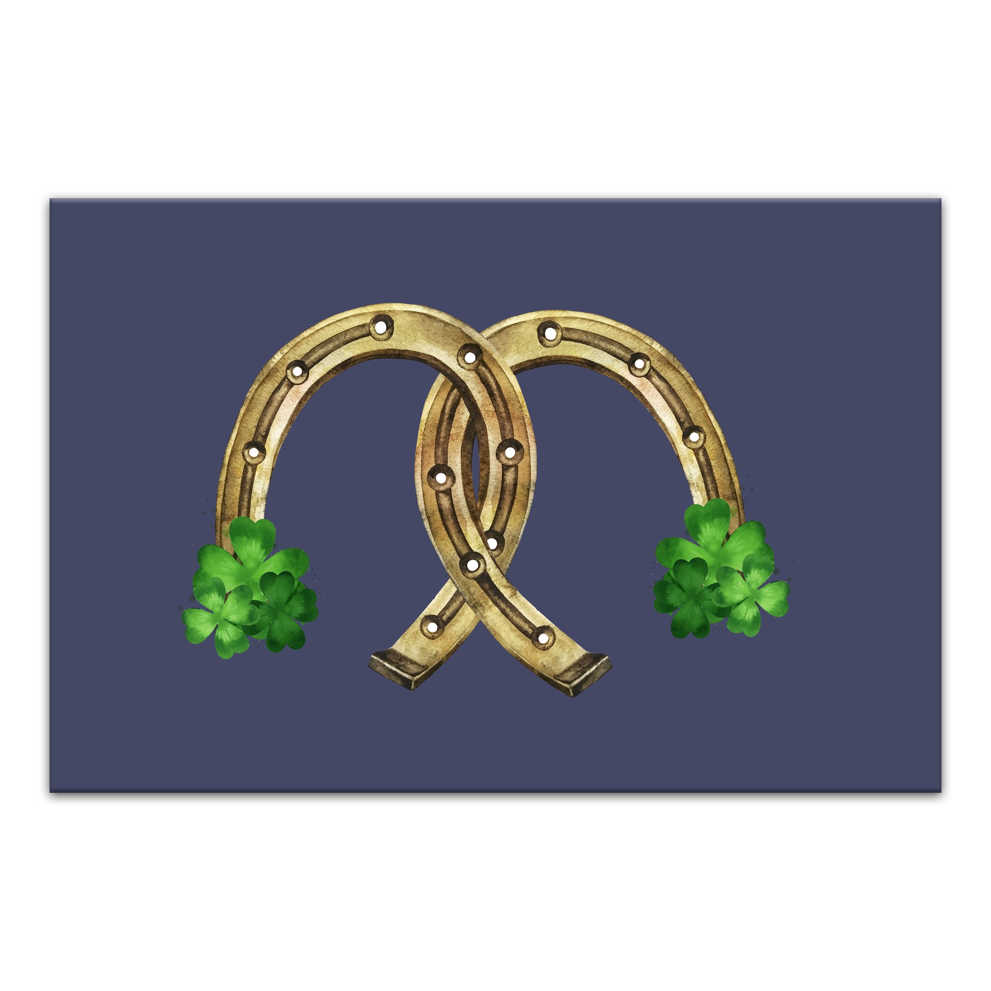 Navy Lucky Horseshoe 30x20 Canvas Wall Art