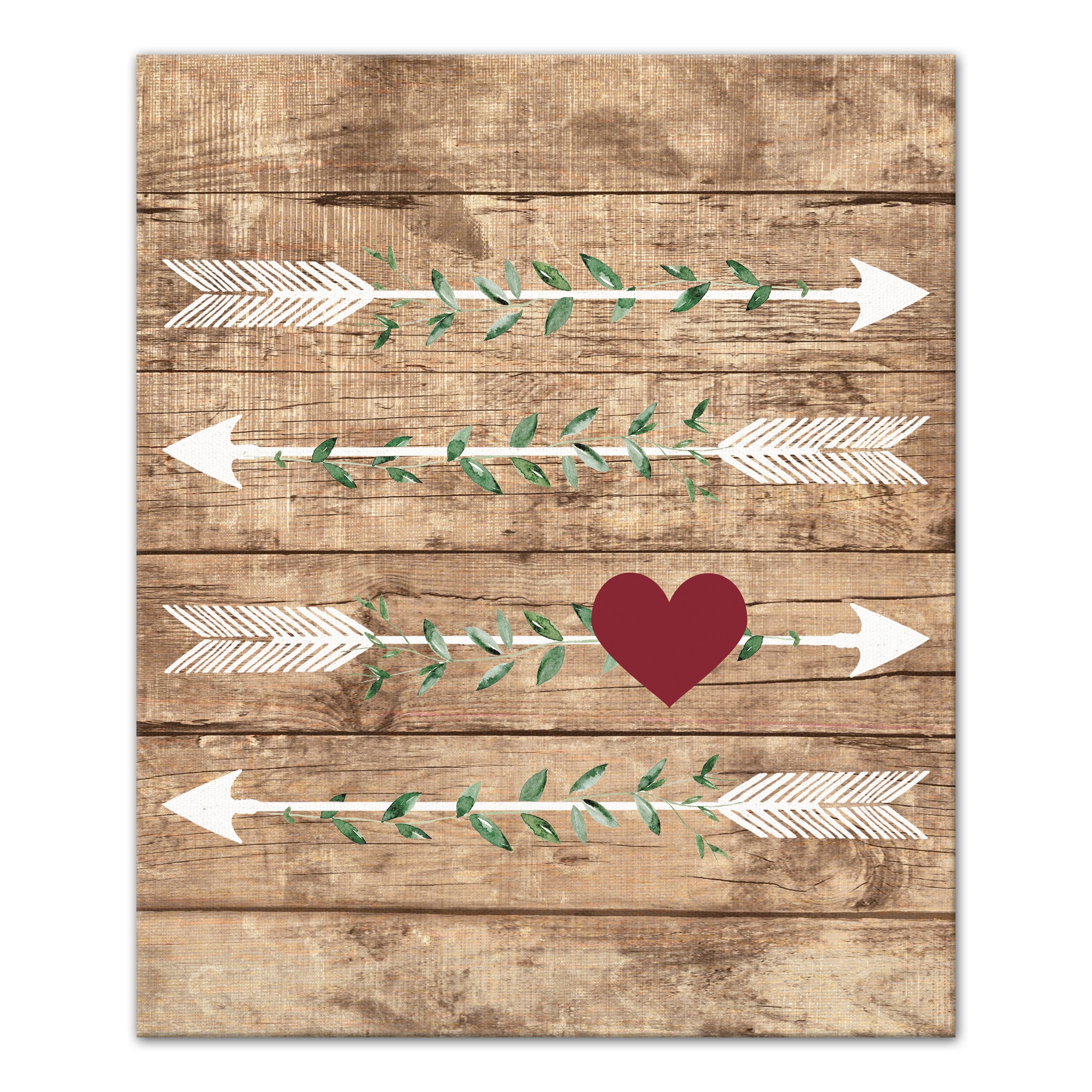 Red Arrow Heart 20x24 Canvas Wall Art