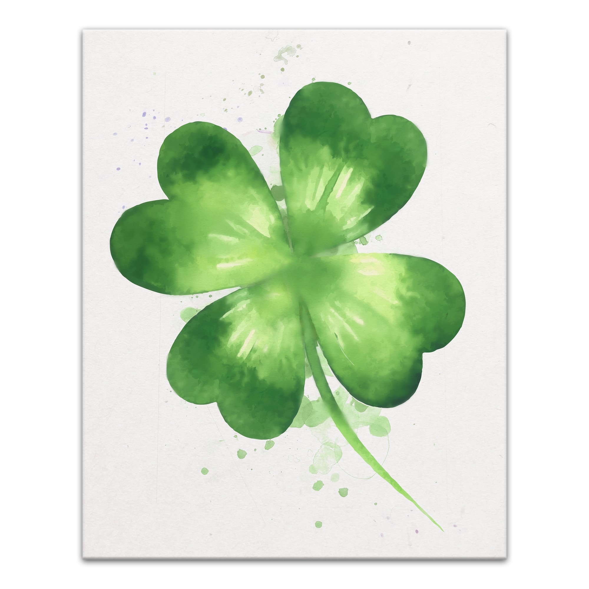 Watercolor Clover Splatter 16x20 Canvas Wall Art
