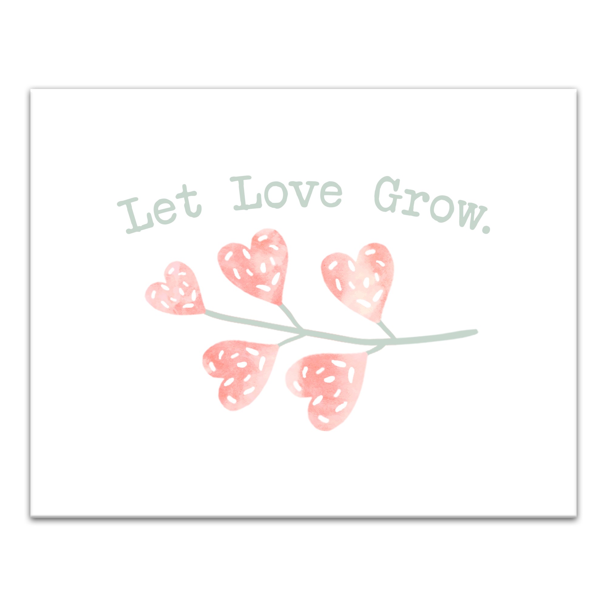 Let Love Grow Heart Branch 14x11 Canvas Wall Art