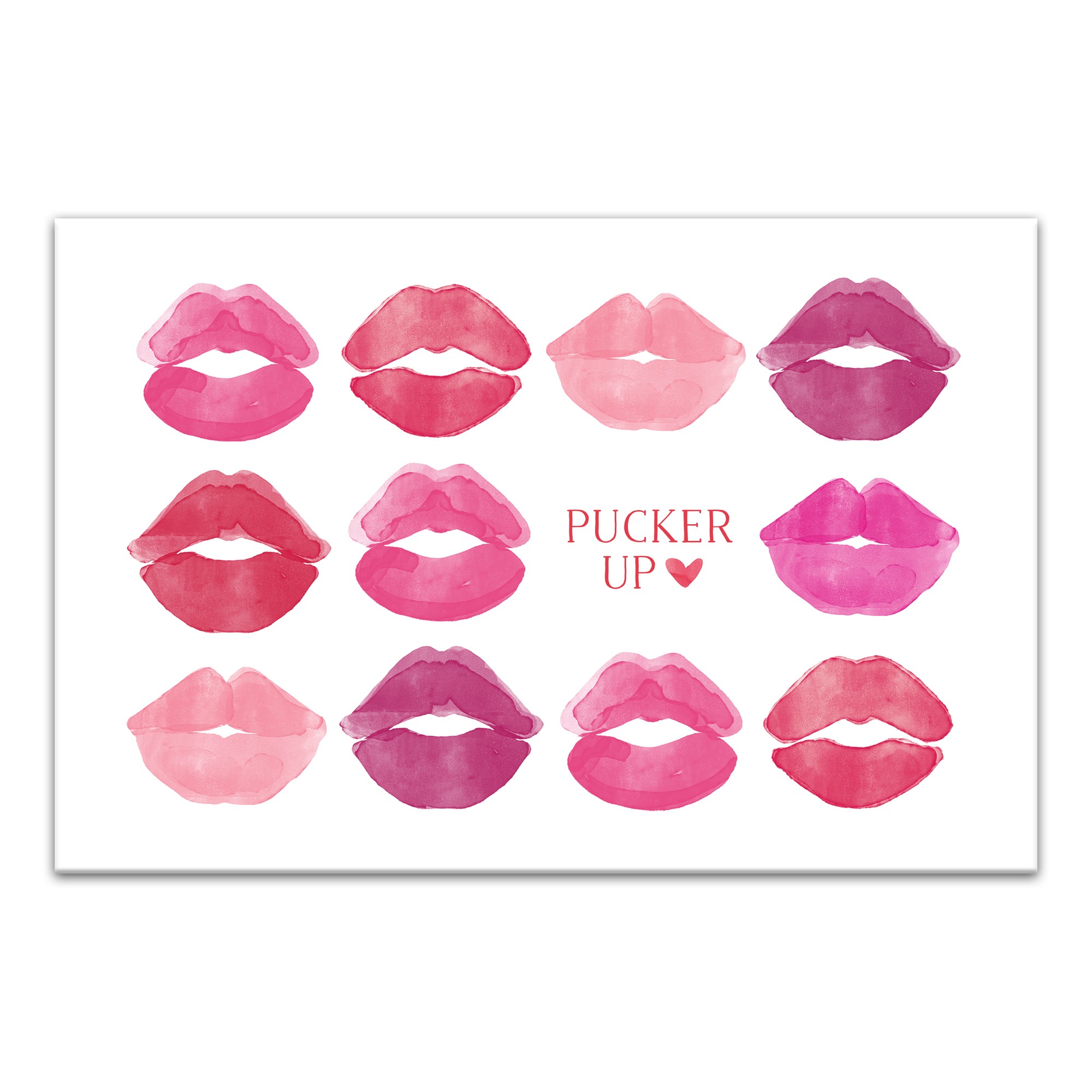 Pucker Up Watercolor Lips 18x12 Canvas Wall Art