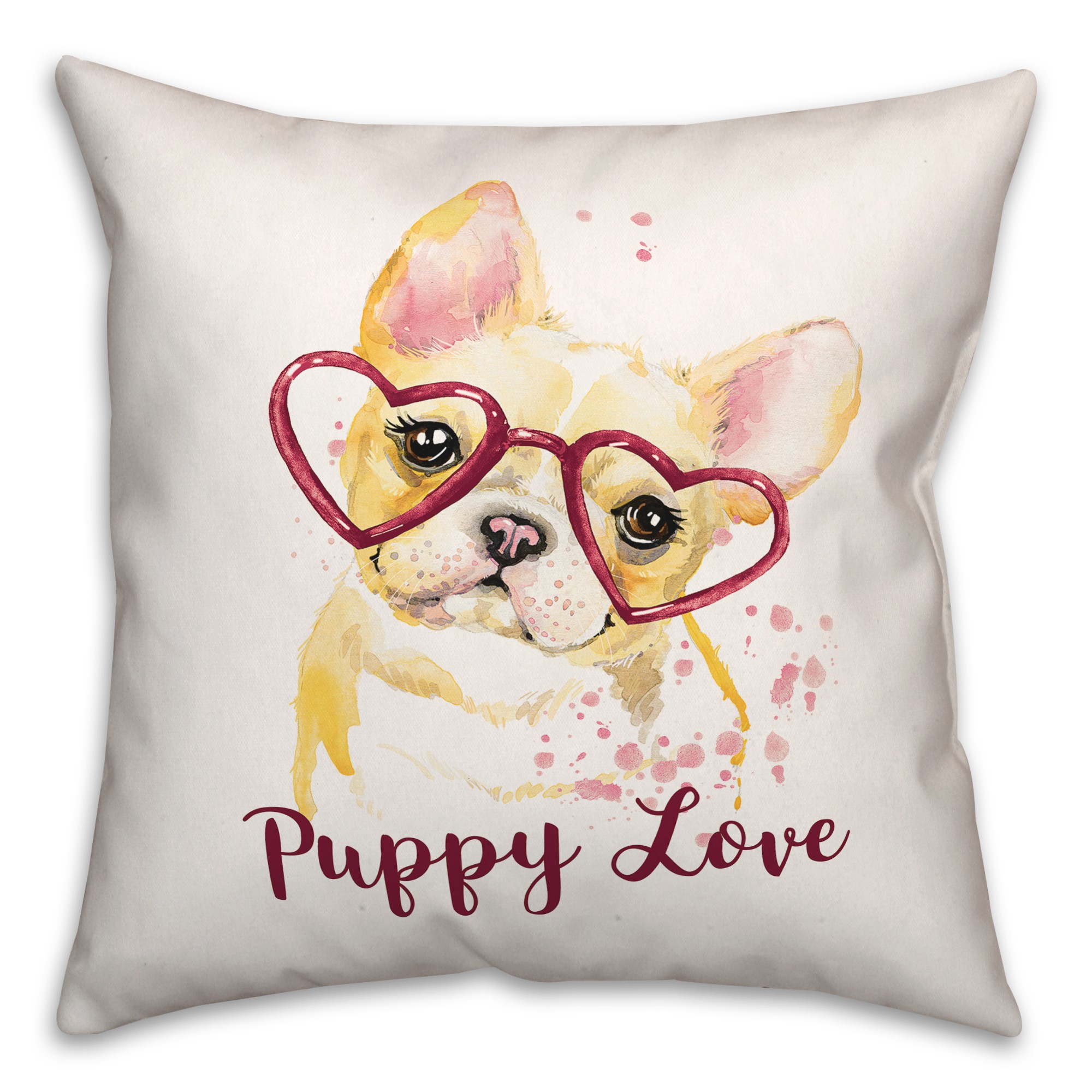Heart Glasses Puppy Love  16x16 Spun Poly Pillow