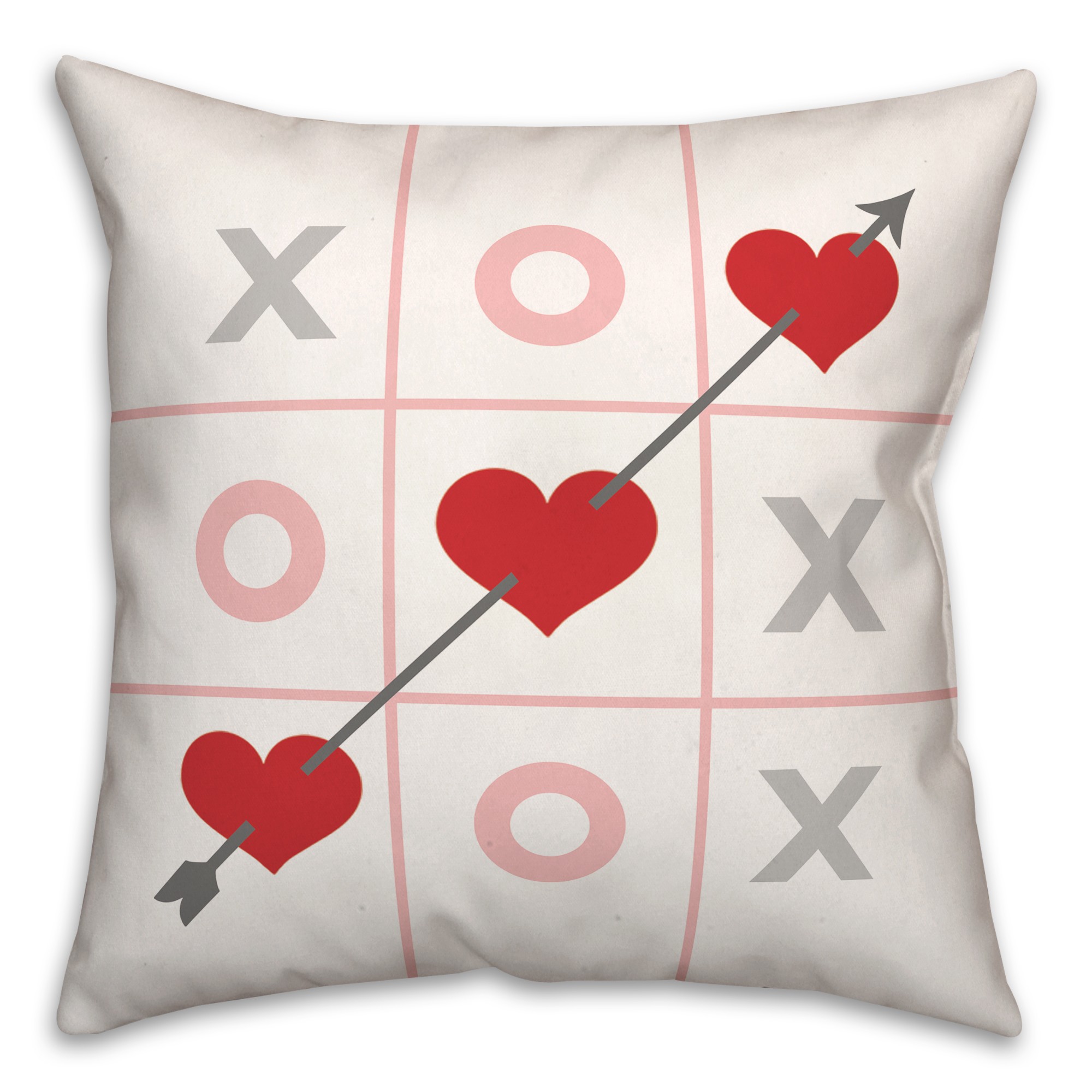 Tic Tac Toe Hearts 16x16 Spun Poly Pillow
