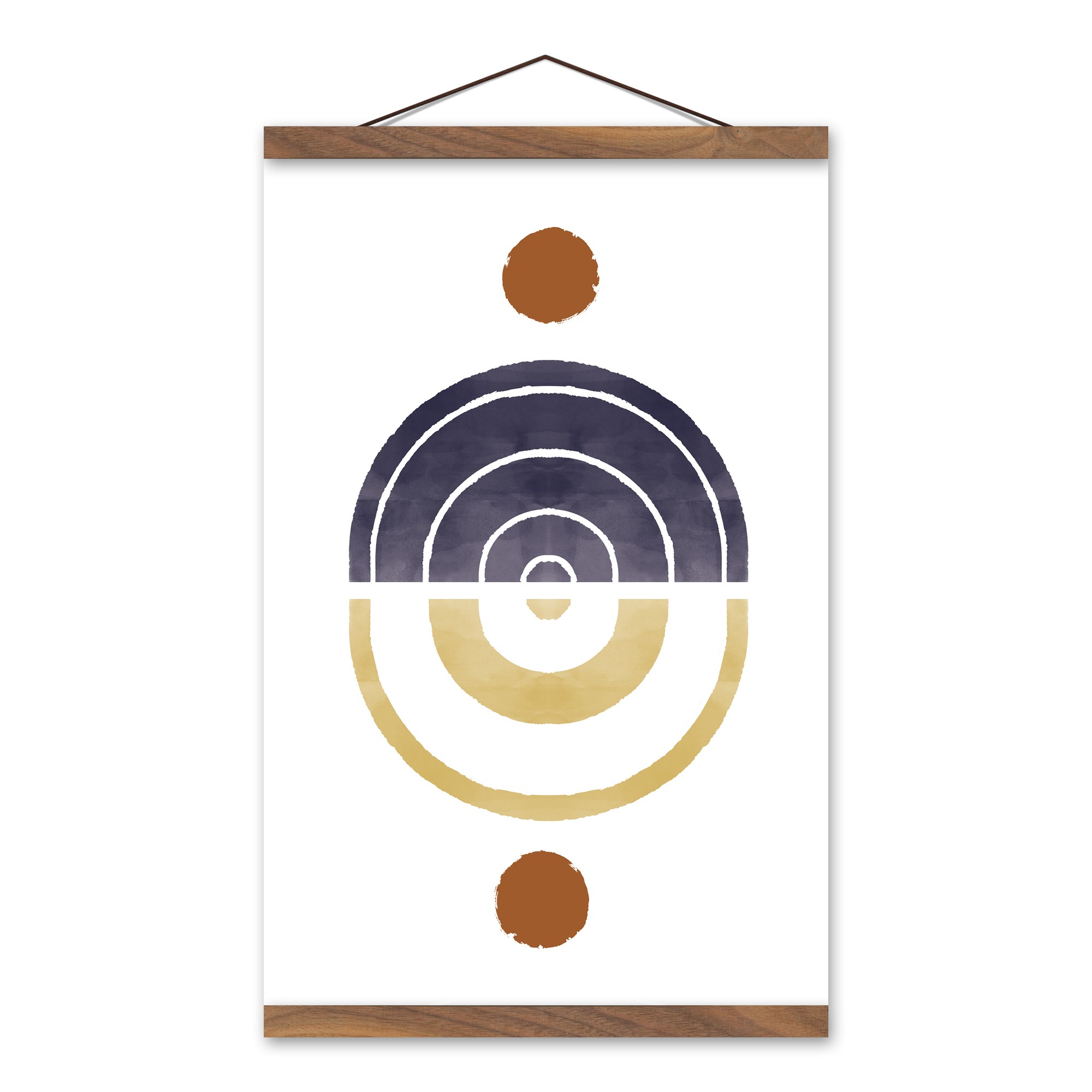 Mod Rainbow Shapes Stack 12x18 Teak Hanging Canvas