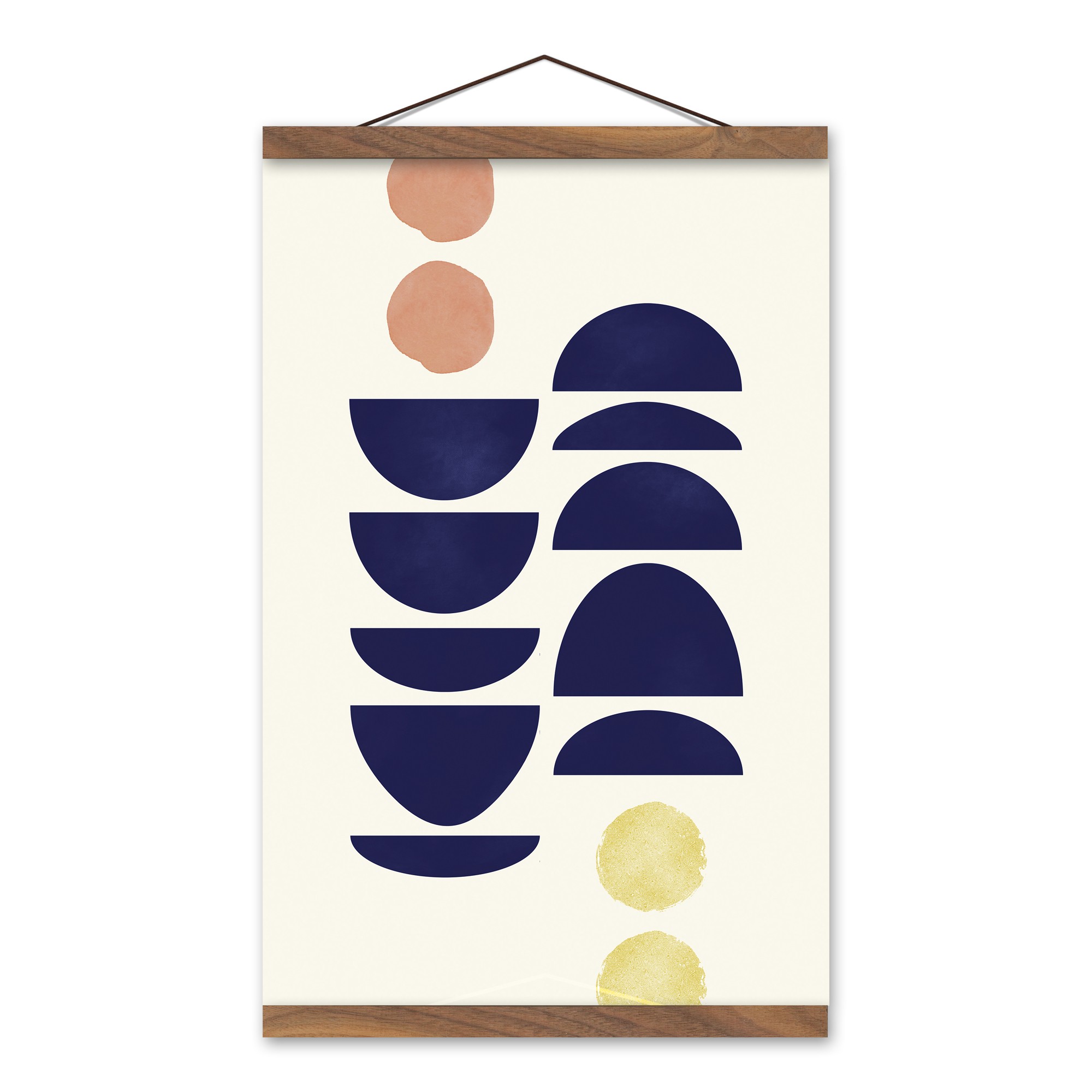 Mod Stacked Shapes 12x18 Teak Hanging Canvas