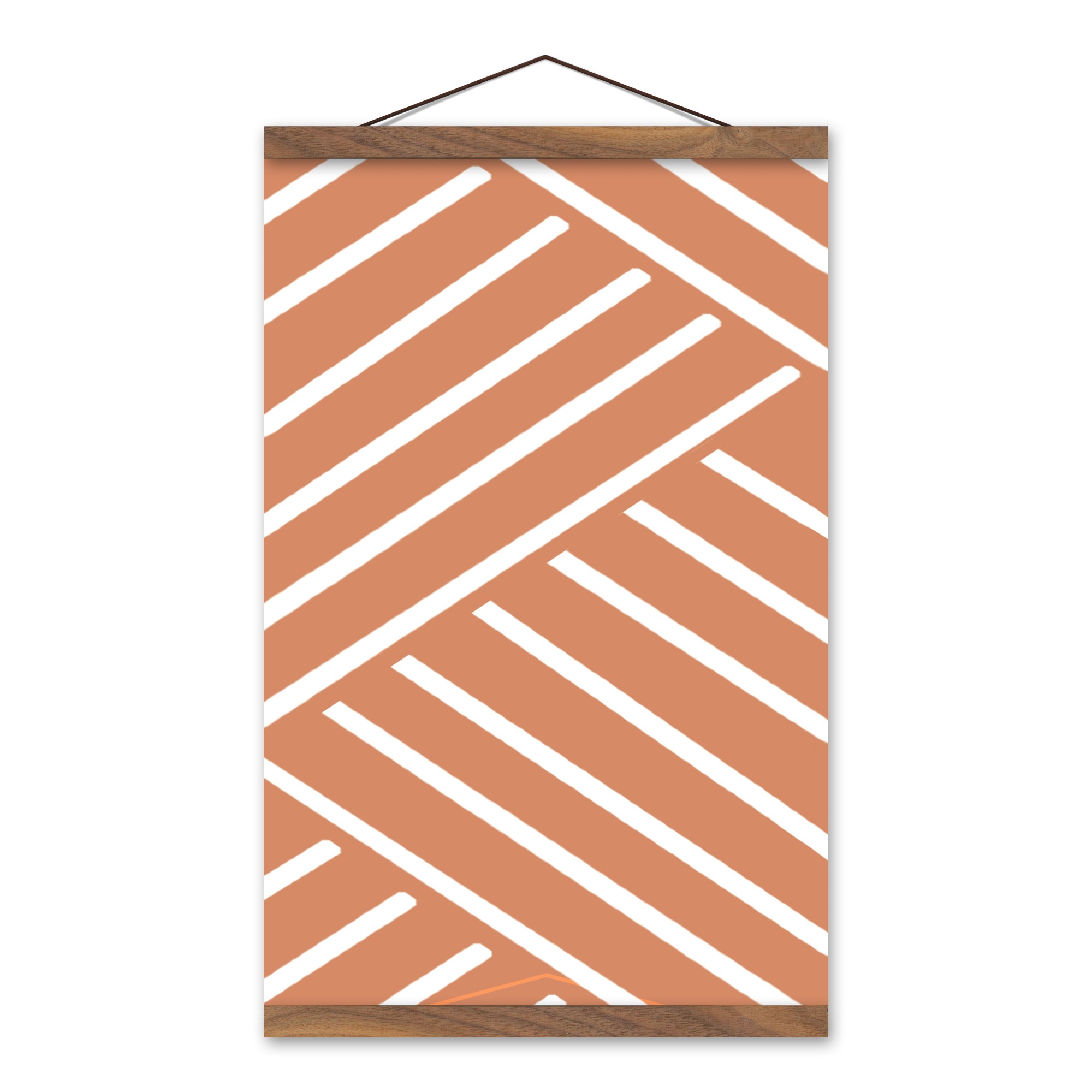 Terra Cotta Herringbone 12x18 Teak Hanging Canvas