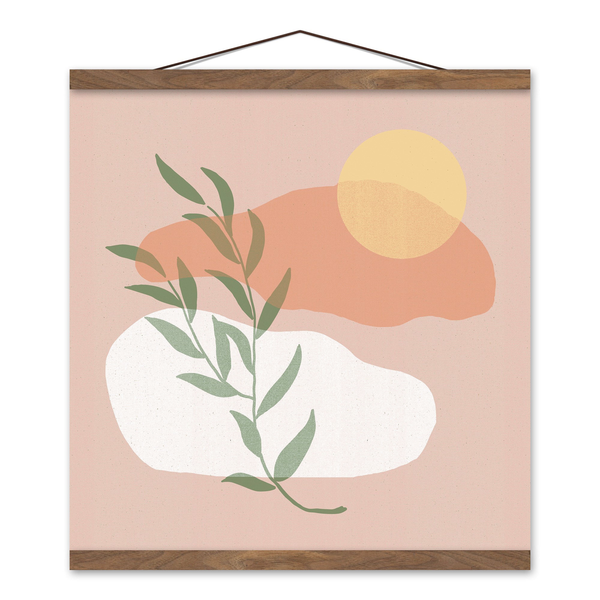 Sun On Blush  16x16 Teak Hanging Canvas