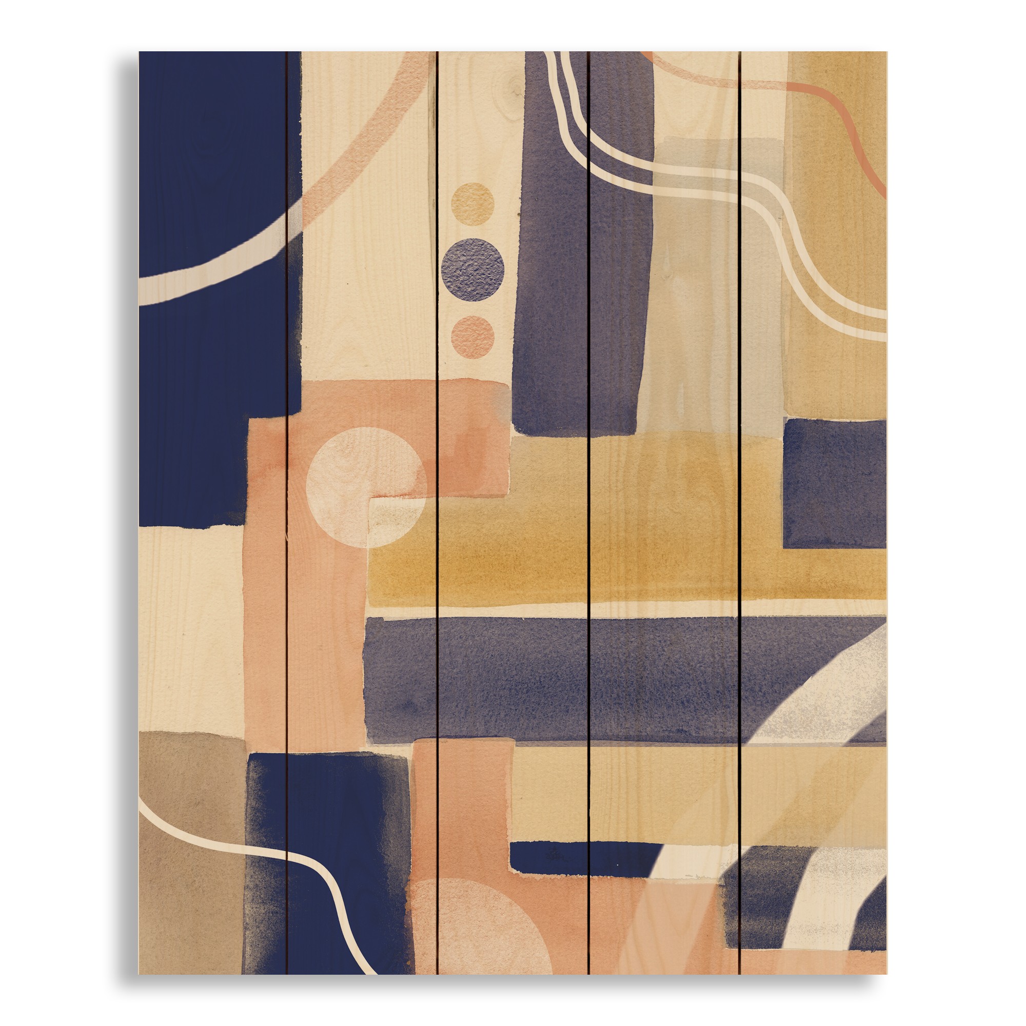 Abstract Geo Painting And Lines 18x22 Pallet Wood Art