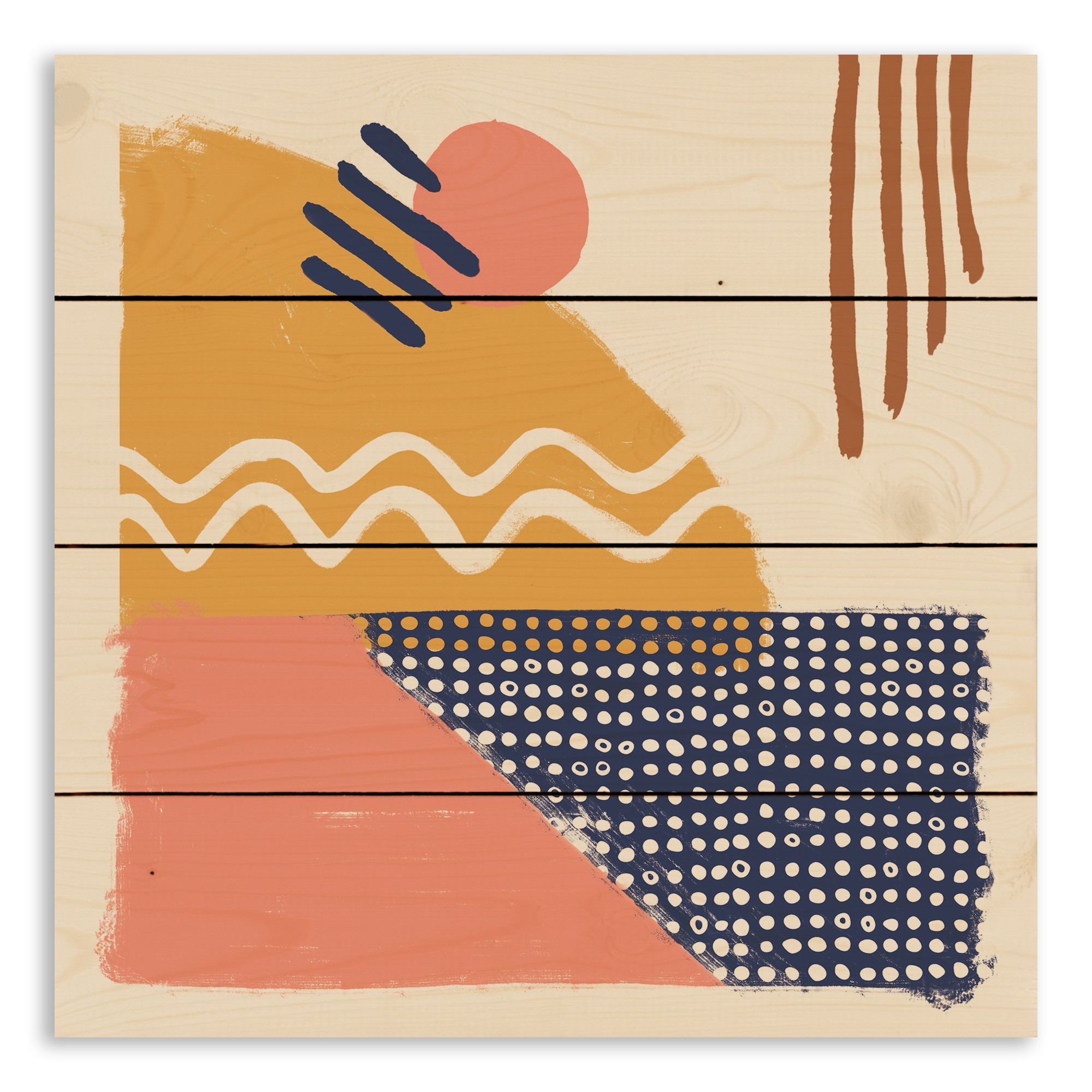 Fun Shapes Colors And Squiggles 14x14 Pallet Wood Art