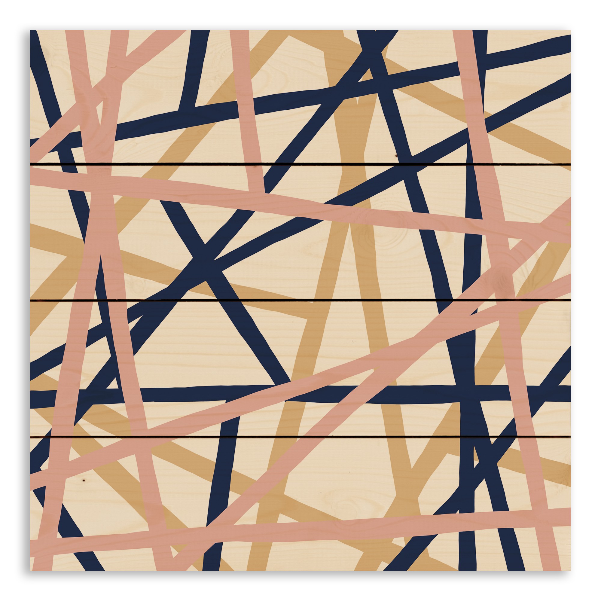 Mod Crossing Lines Geo 14x14 Pallet Wood Art