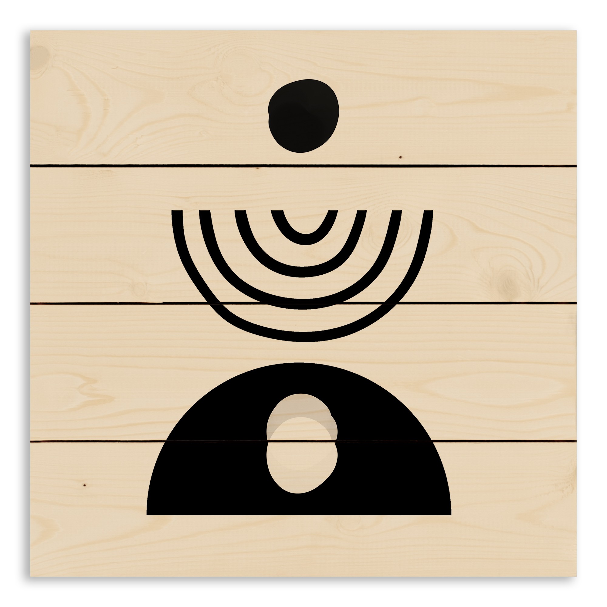 Mod Shapes Stack Black 14x14 Pallet Wood Art