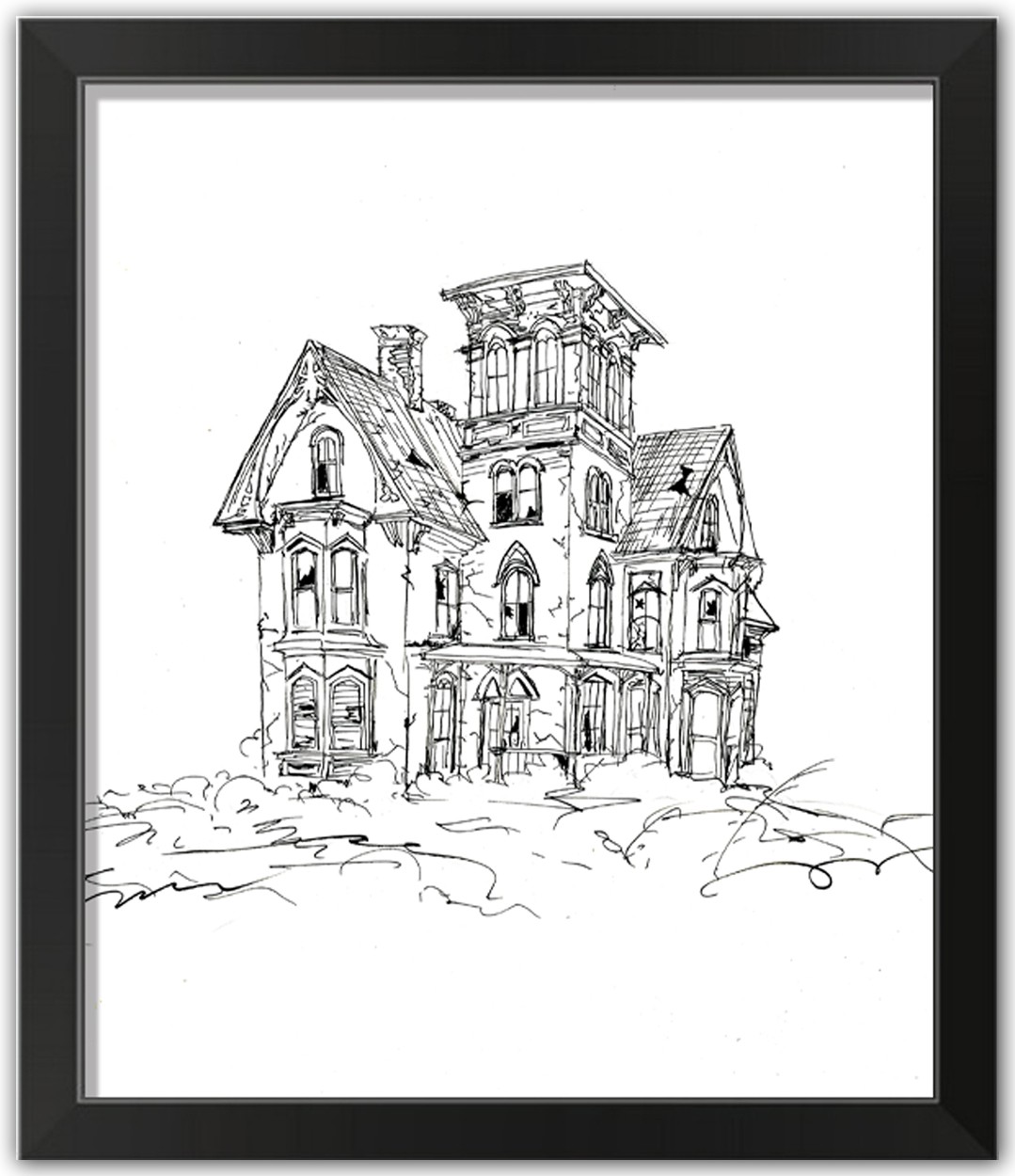Haunted  16x20 Black Framed Print Under Glass
