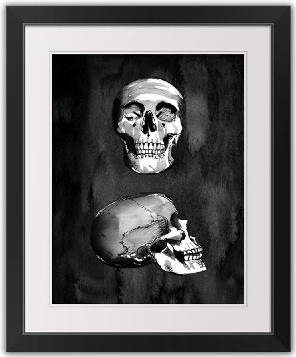 Skull 16x20 Black Framed Print Under Glass