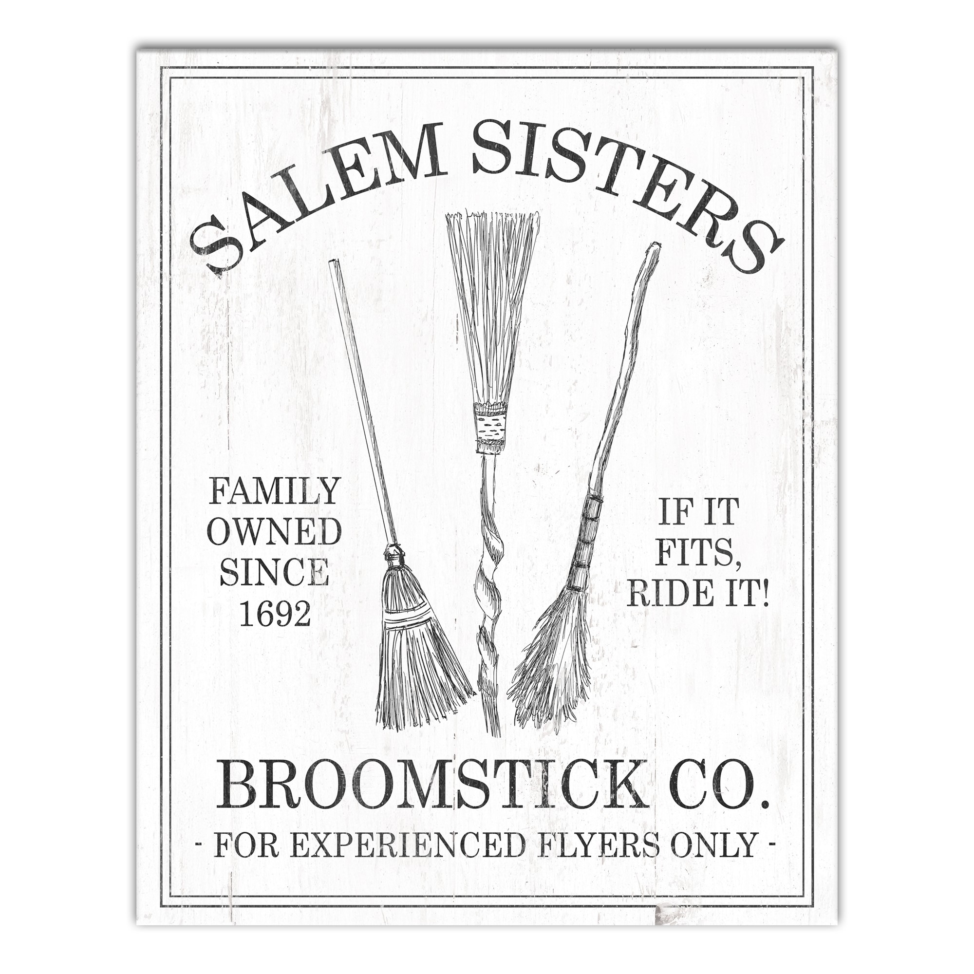 Salem Sisters Brooms 16x20 Canvas Wall Art