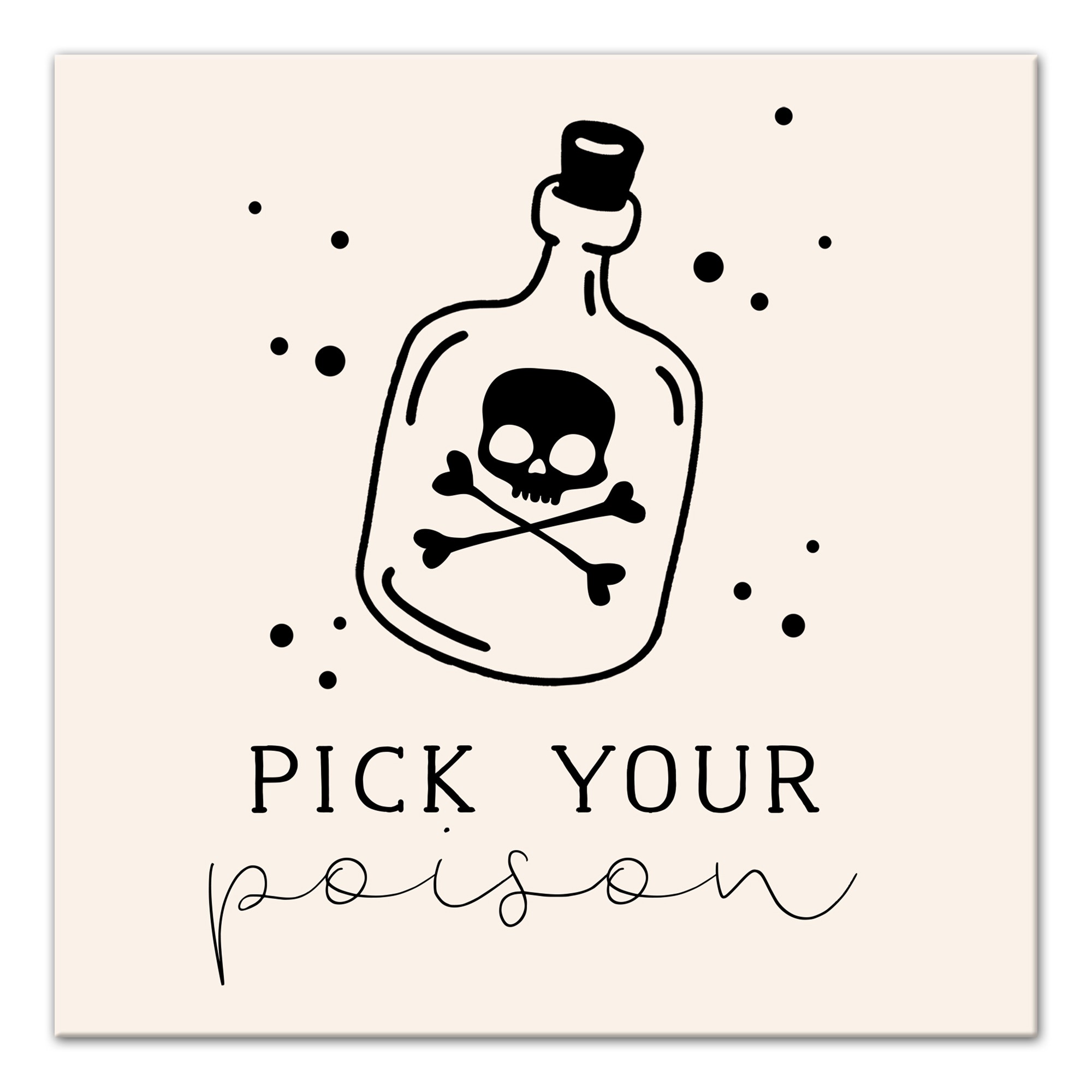 Pick Poison Bottle Cream 12x12 Canvas Wall Art