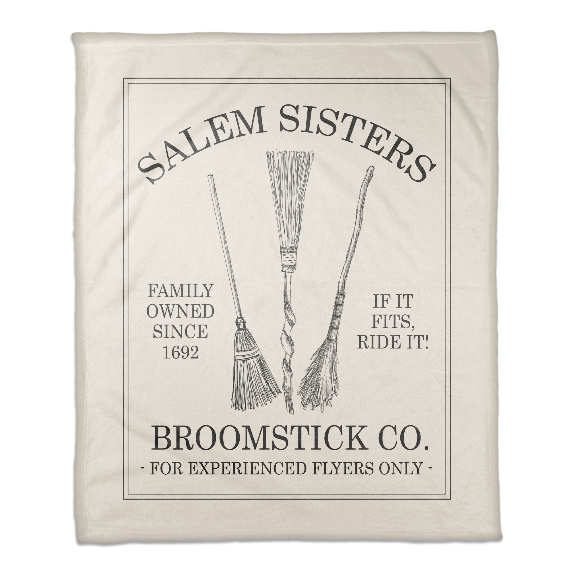 Salem Sisters Brooms 50x60 Coral Fleece Blanket