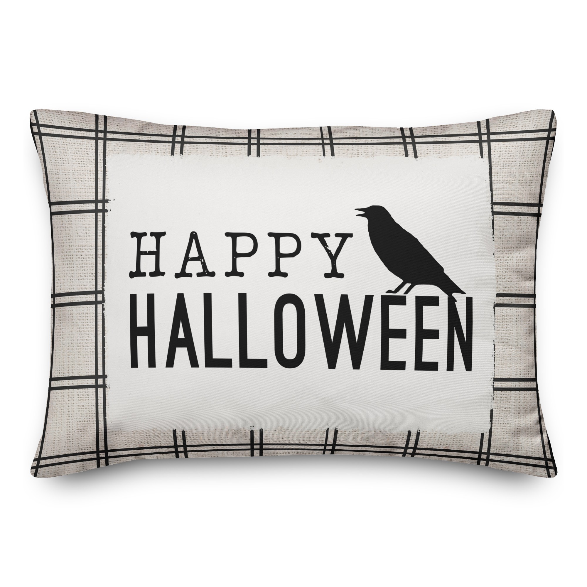 Happy Halloween Crow 14x20 Spun Poly Pillow