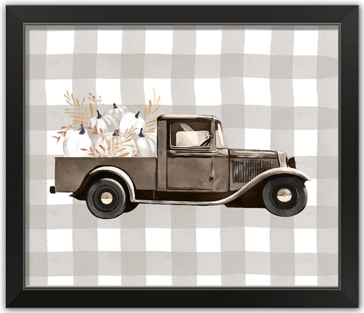 Harvest Truck 20X16 Black Framed Print Under Glass