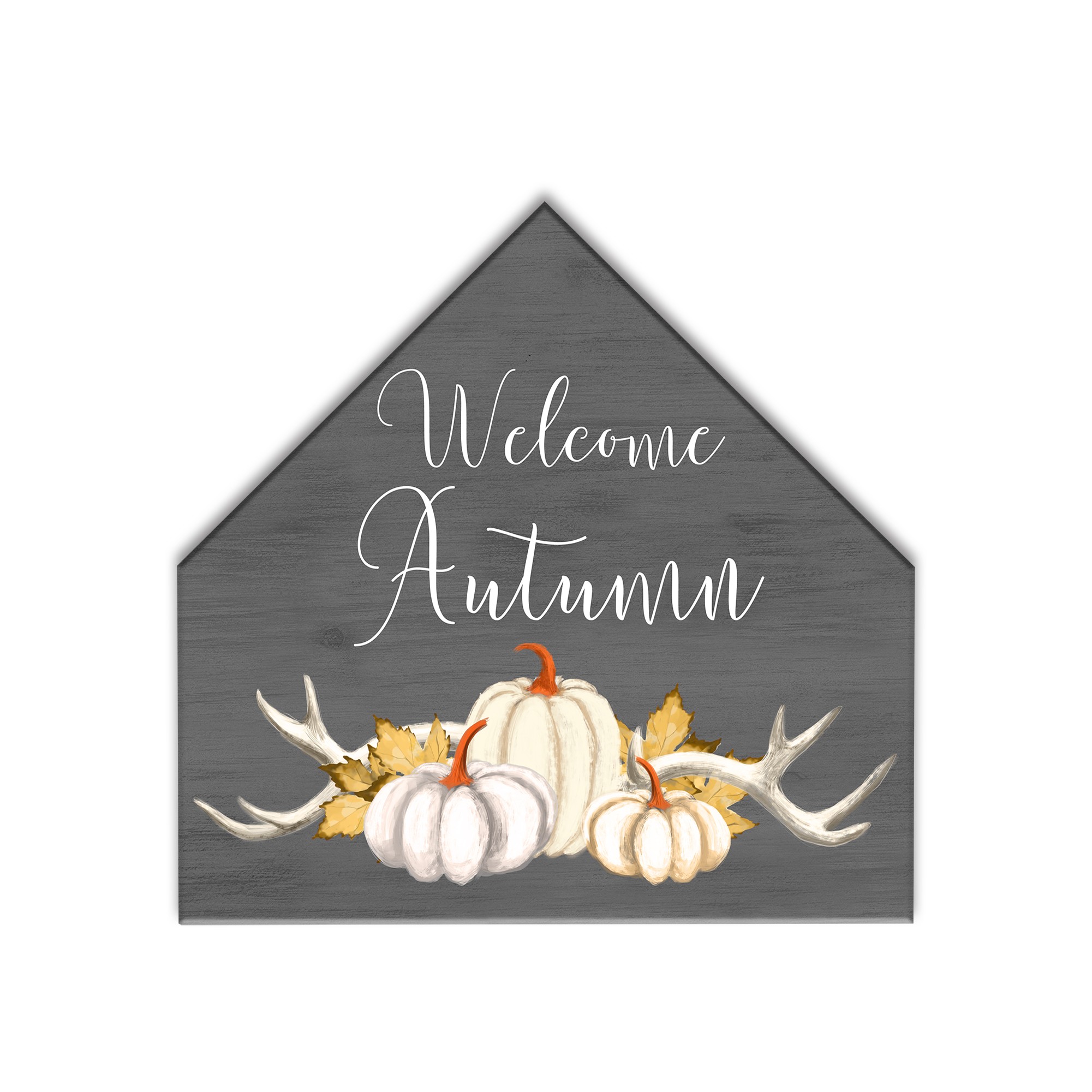 Welcome Autumn Pumpkins  12x12 House Shaped Canvas