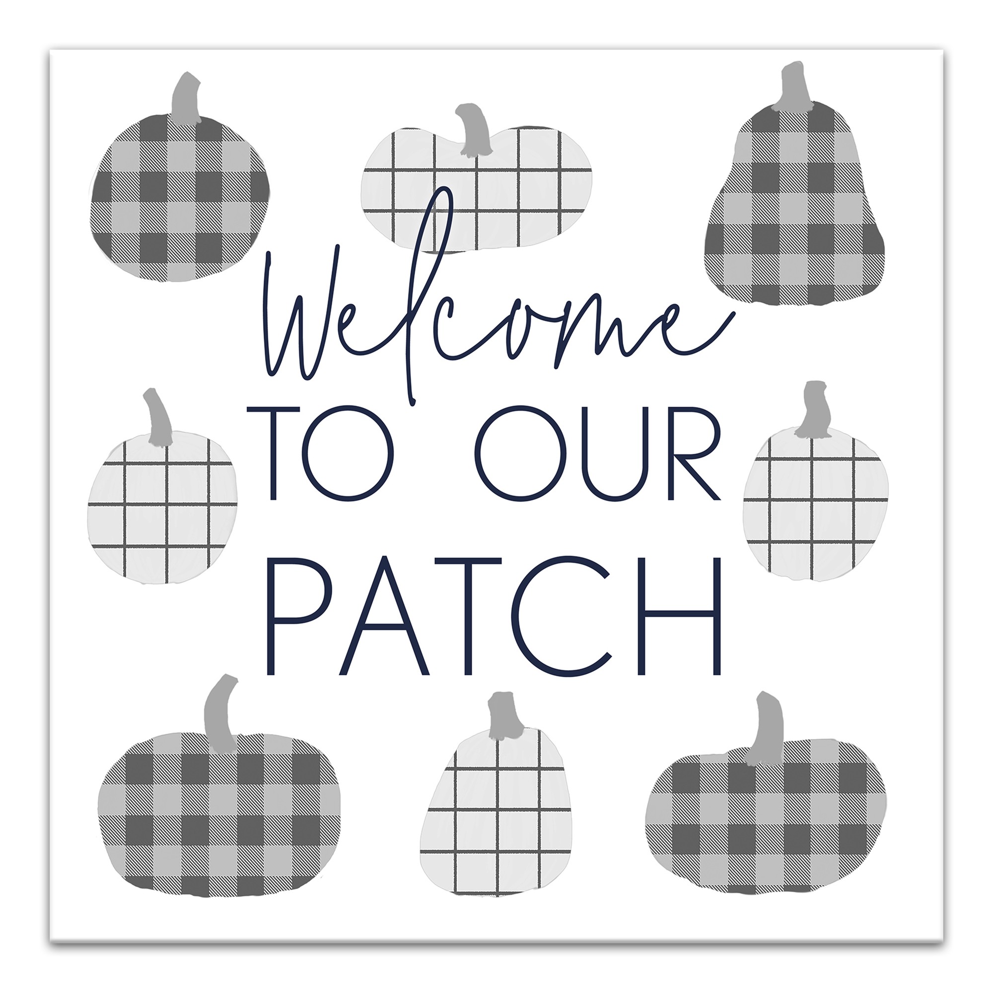 Welcome Patch Check Pumpkins 12x12 Canvas Wall Art