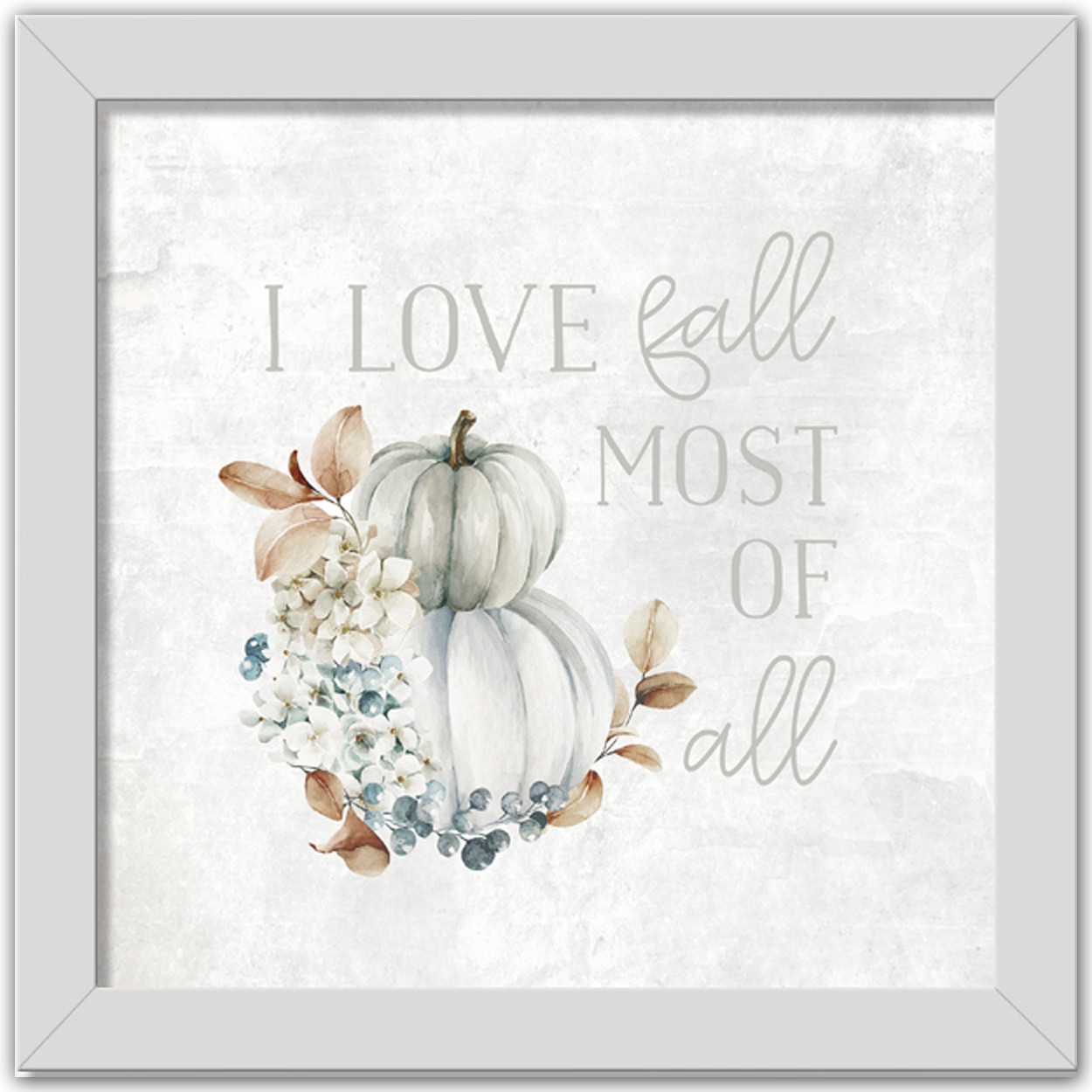 Fall Pumpkin 16x16 White Framed Print Under Glass