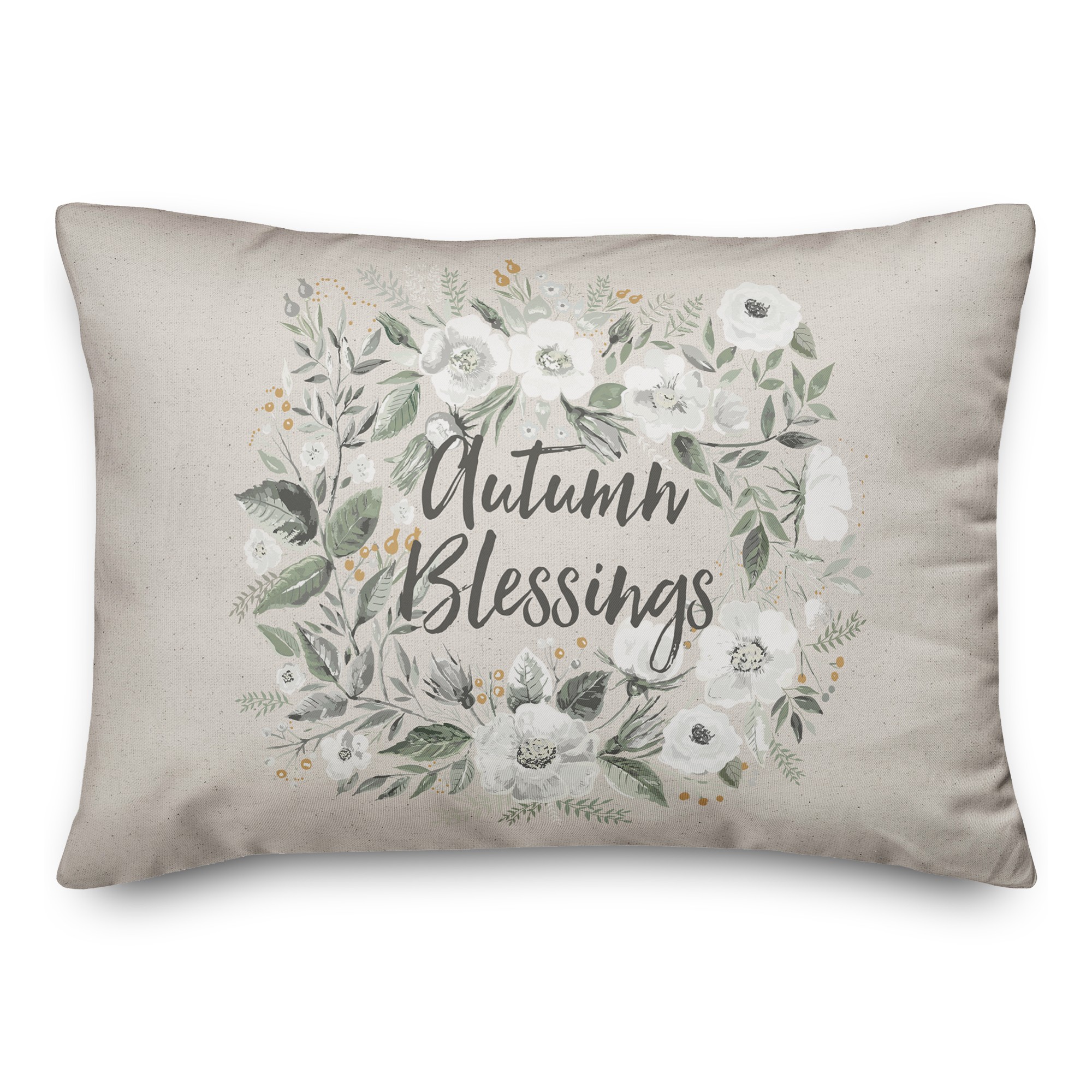 Floral  Wreath Blessings 14x20 Spun Poly Pillow