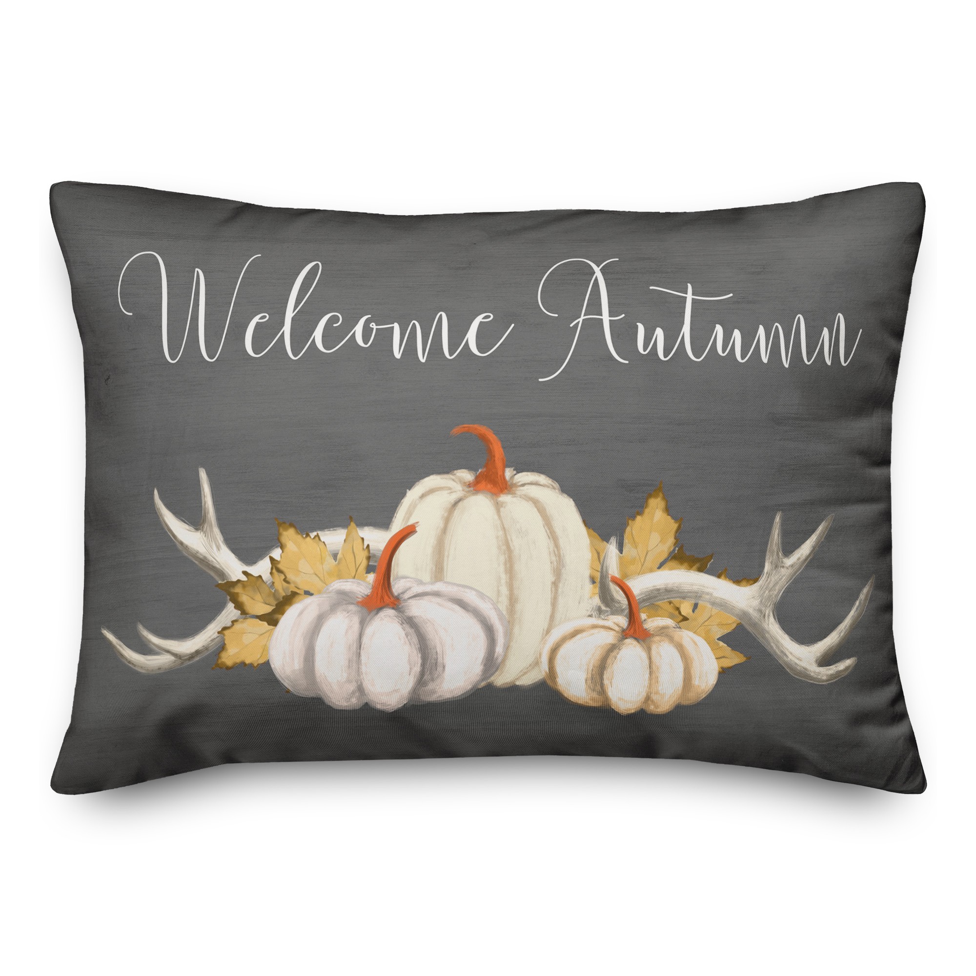 Welcome Autumn Pumpkins 14x20 Spun Poly Pillow