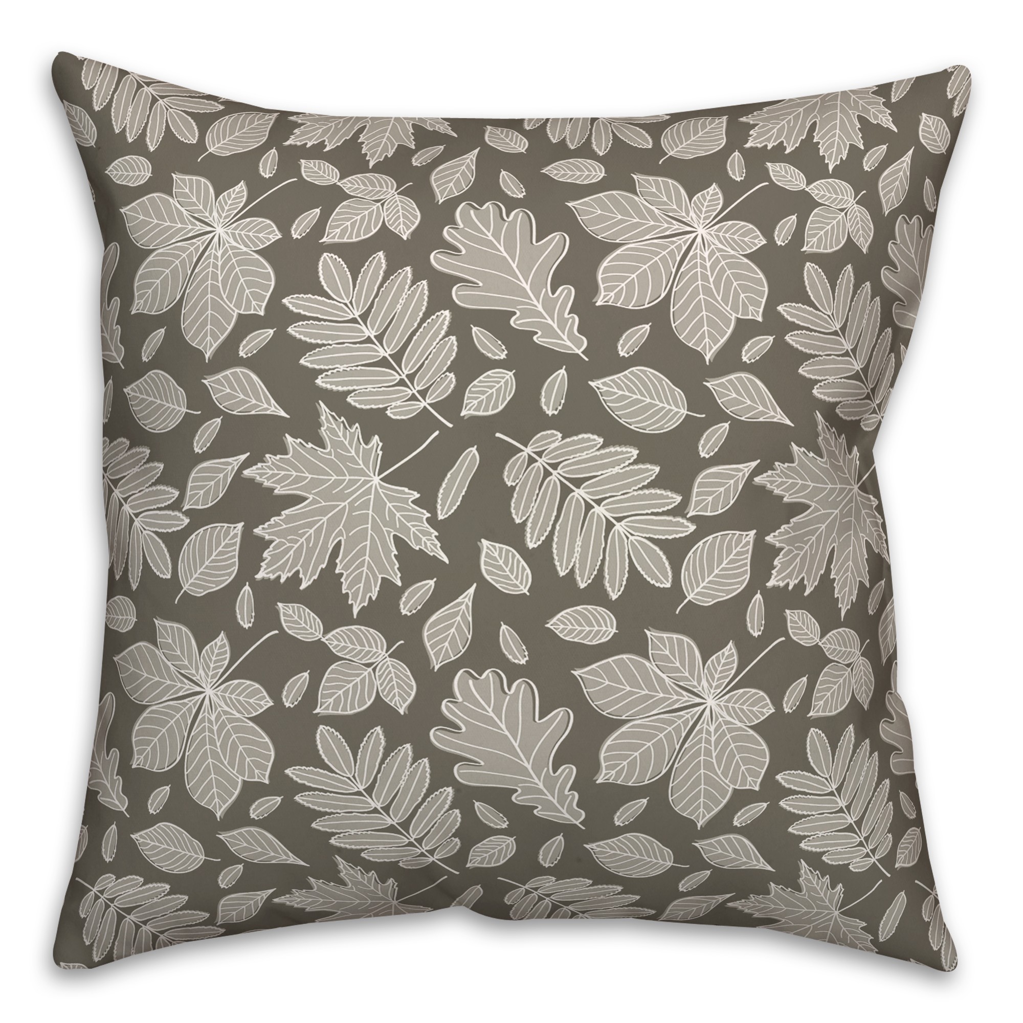 Gray Leaf Pattern Pillow
