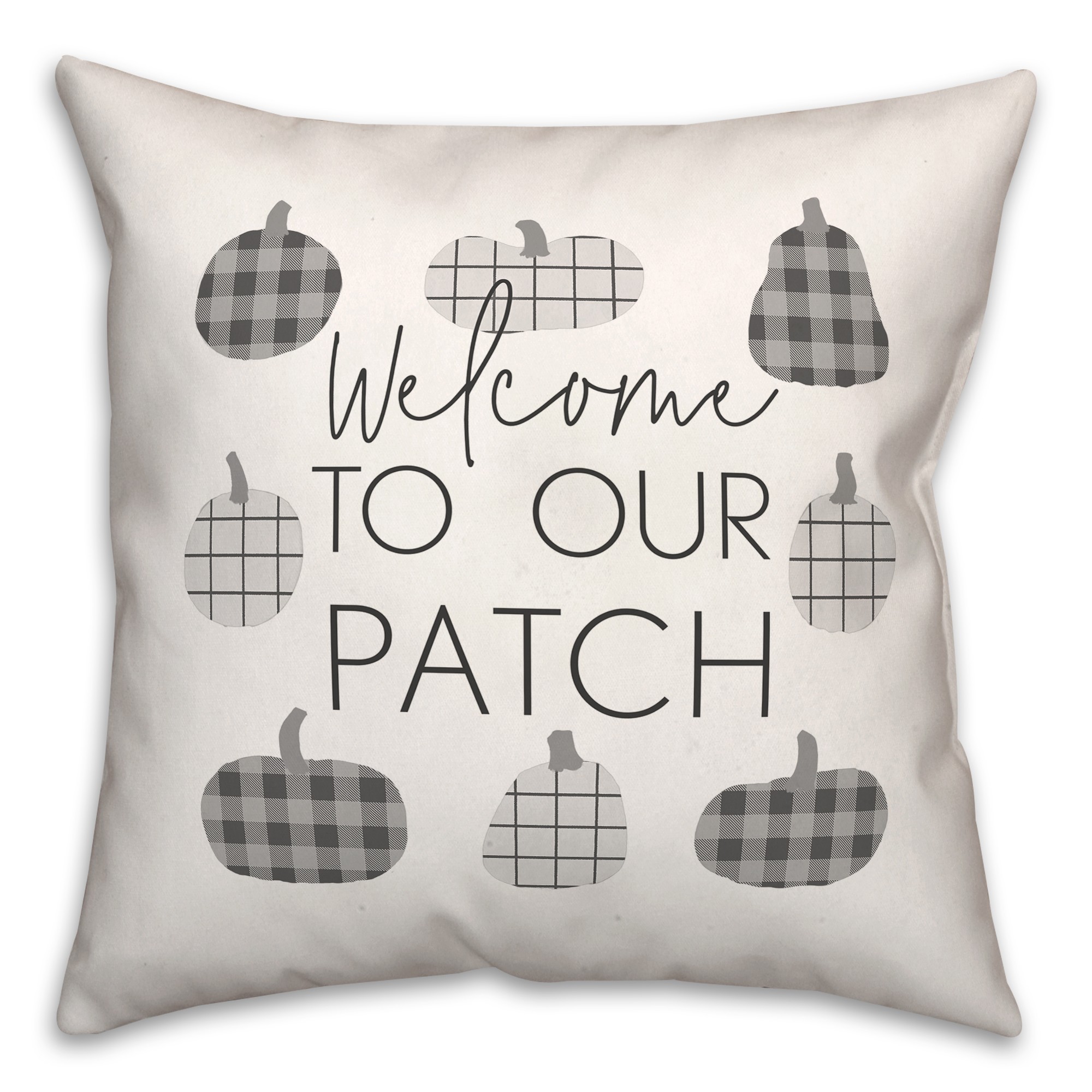 Welcome Checkered Pumpkins  Pillow