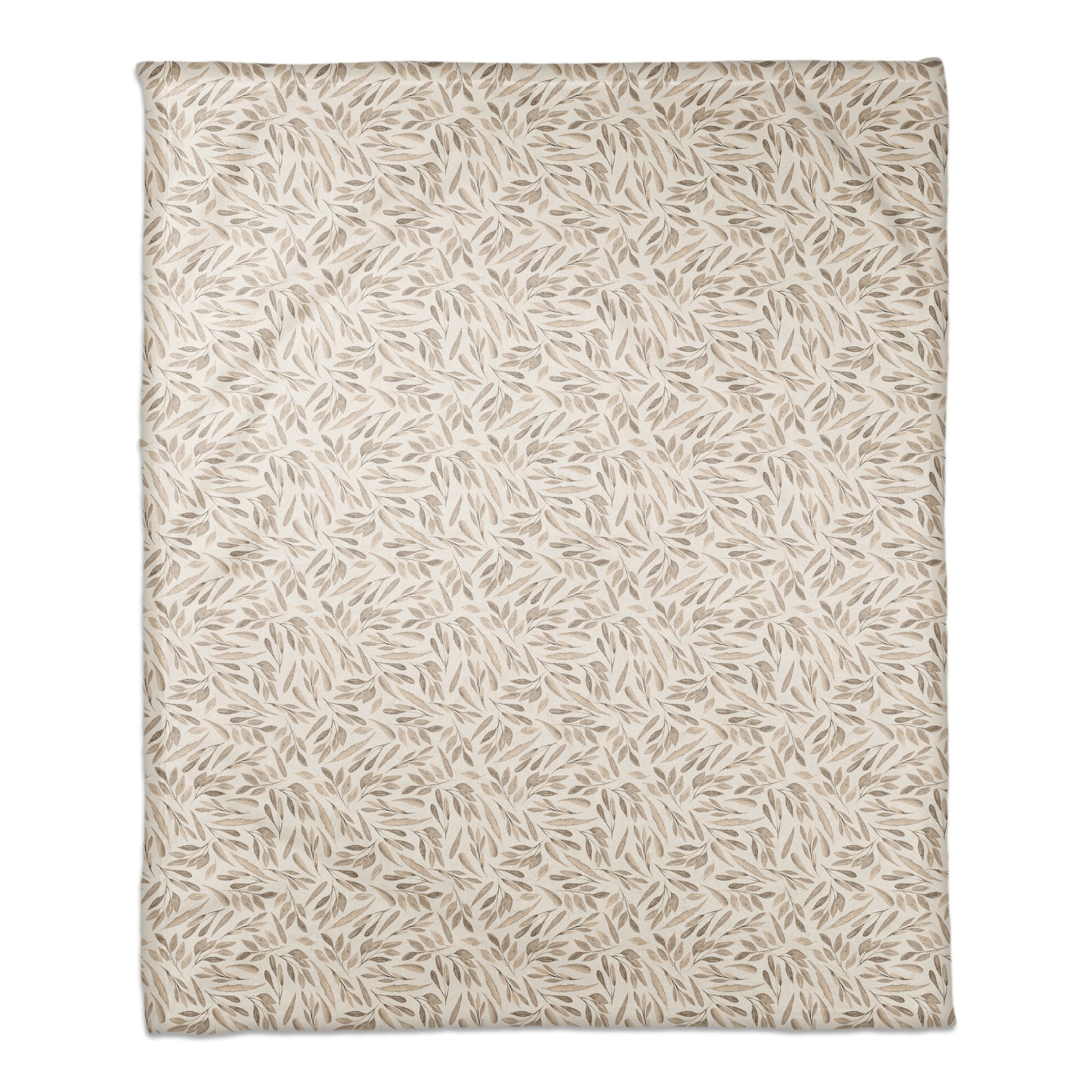 Greige Leaves 50x60 Coral Fleece Blanket