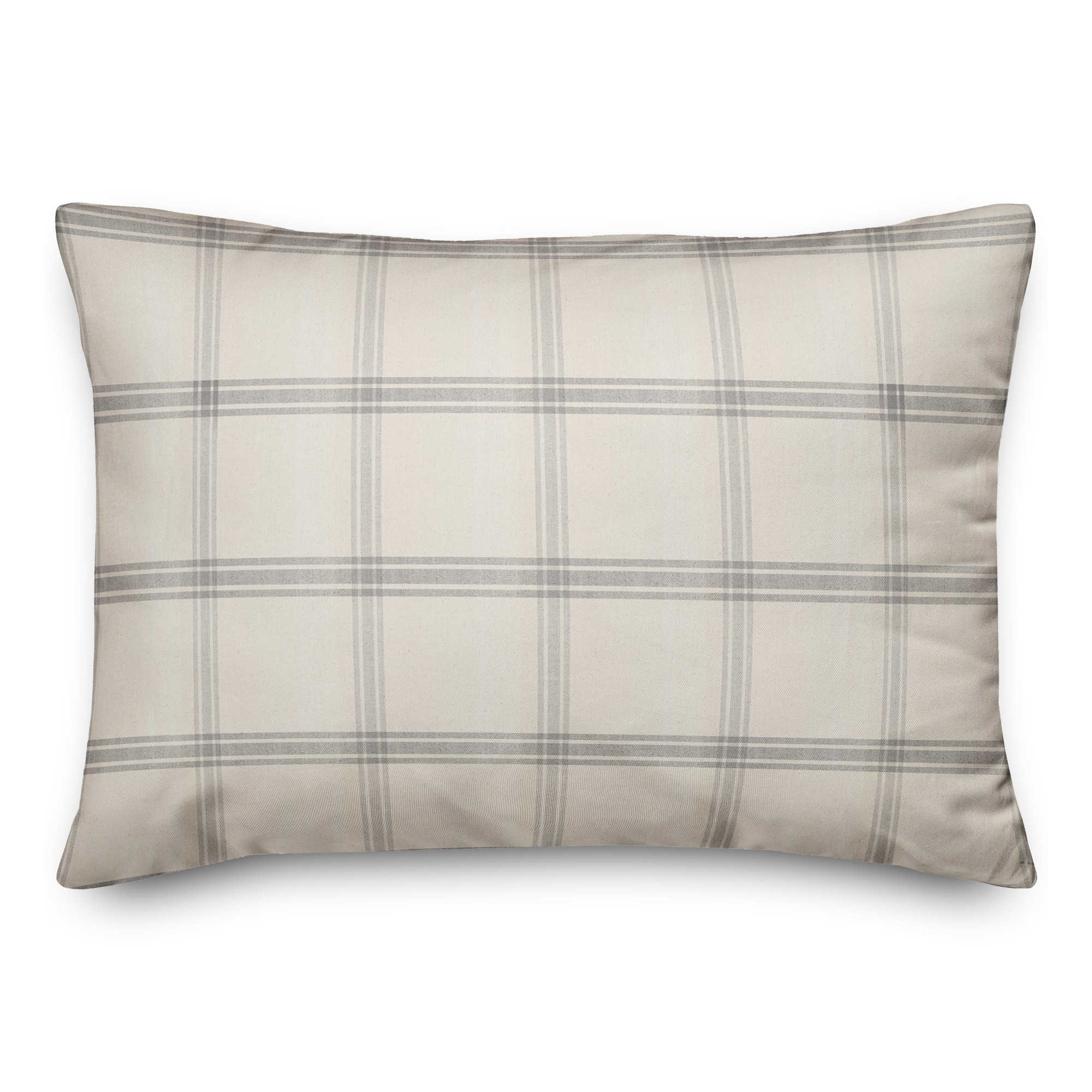 Gray Plaid Linen 14x20 Spun Poly Pillow