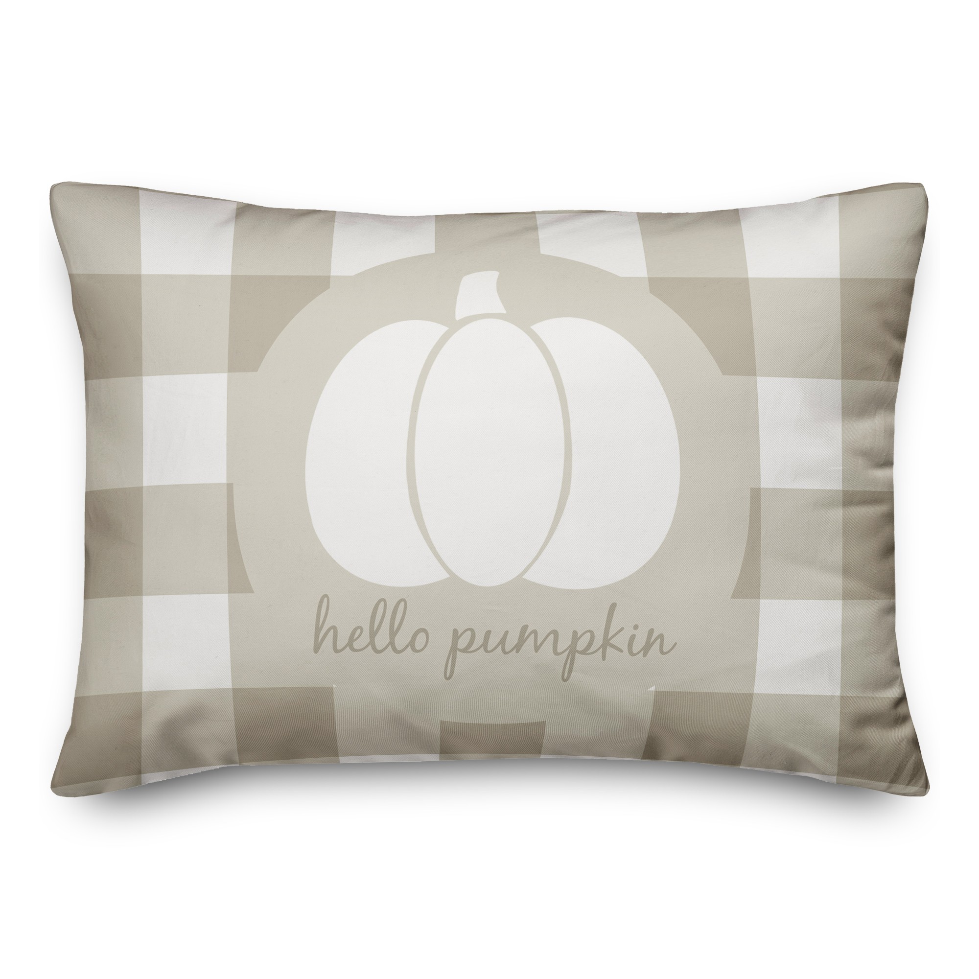 Hello Pumpkin Beige Buffalo 14x20 Spun Poly Pillow