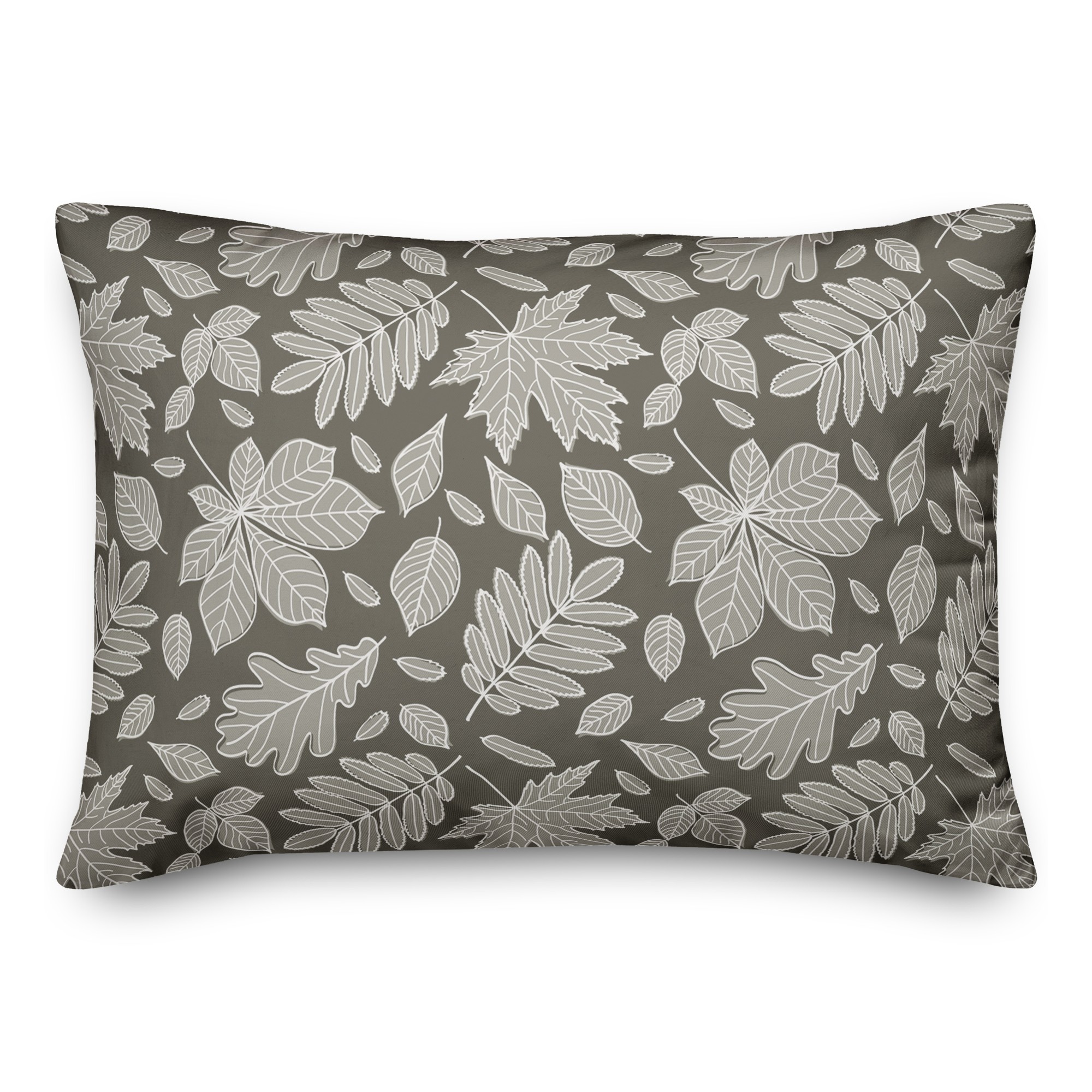 Gray Leaf Pattern 14x20 Spun Poly Pillow
