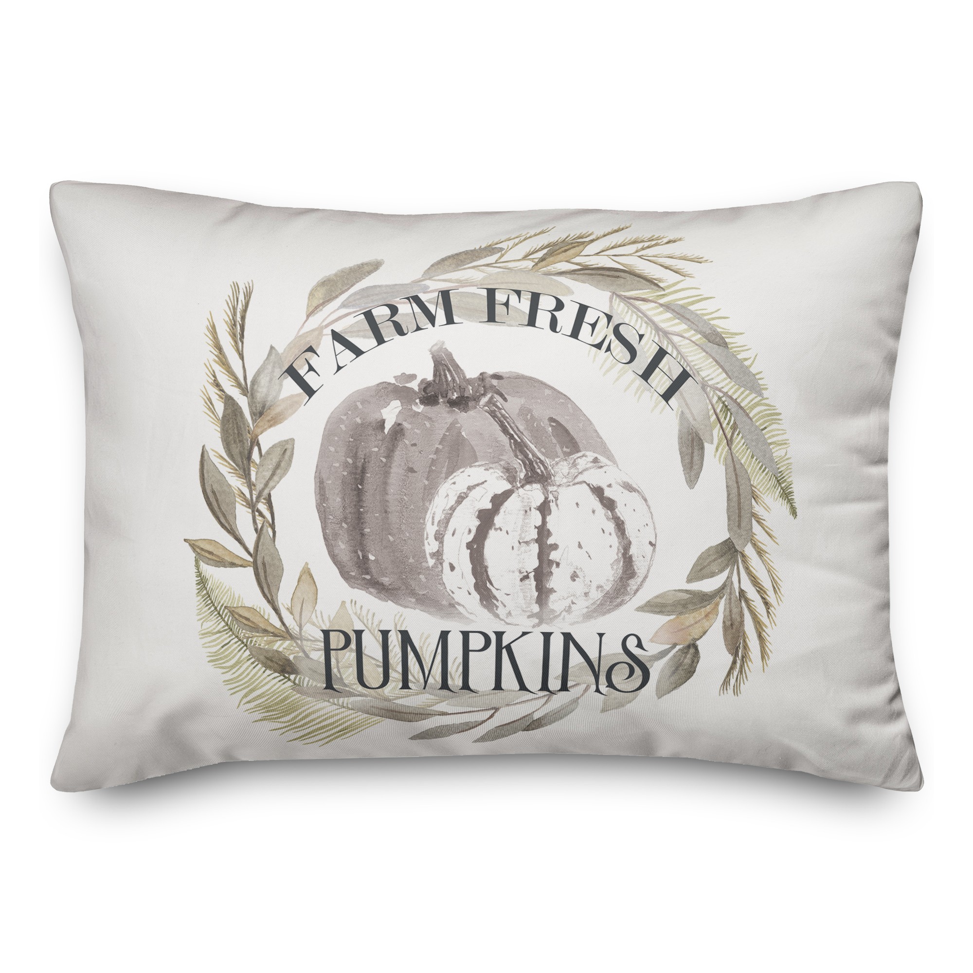 Pumpkins In Wreath 14x20 Spun Poly Pillow