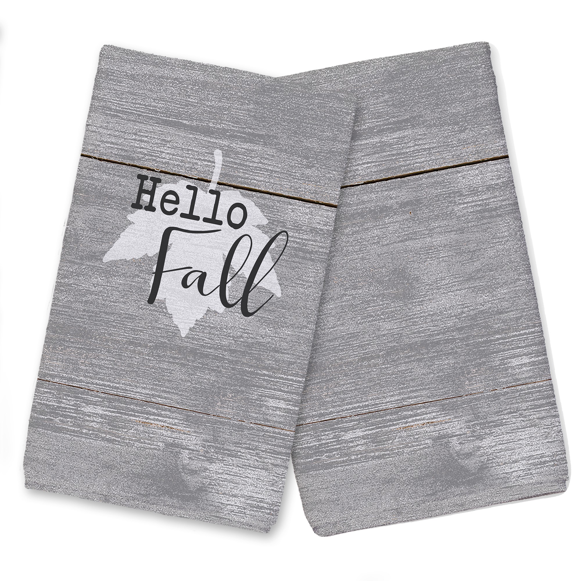 Hello Fall Gray Leaf  Textiles