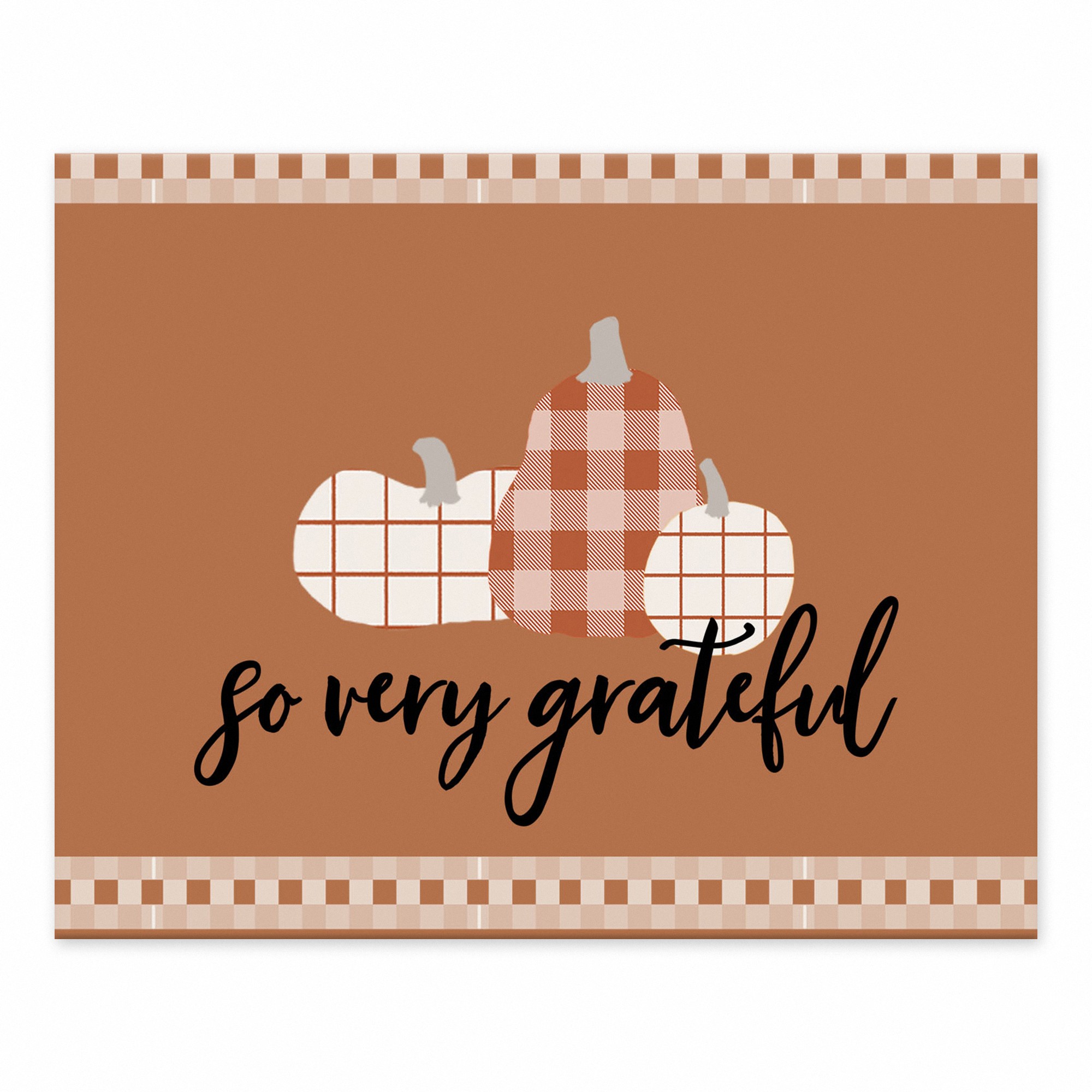 Orange Plaid Happy Fall 8x10 Tabletop Canvas