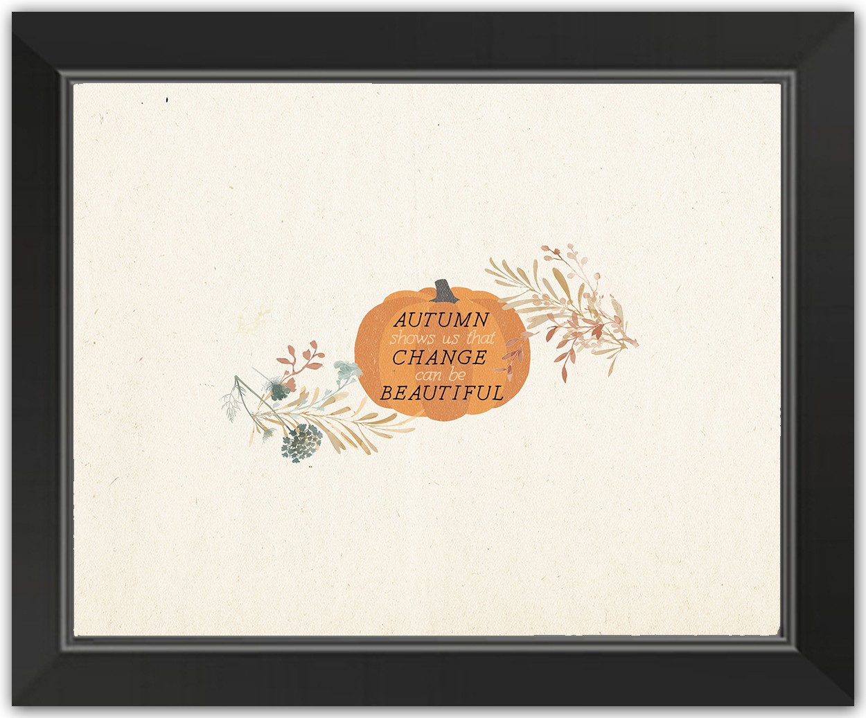 Fall Floral Pattern 16x16 Black Framed Print Under Glass