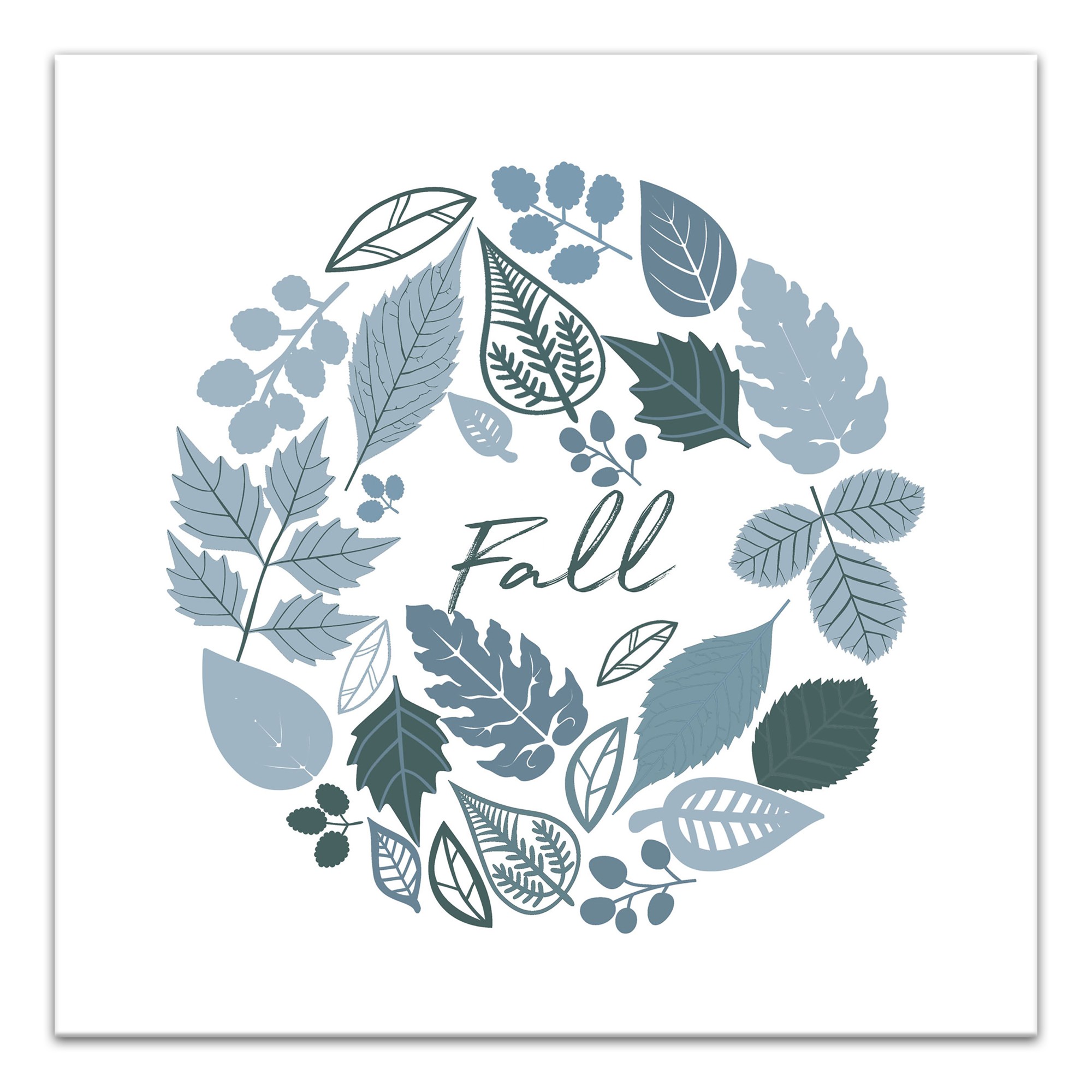 Blues Fall Wreath 16x16 Canvas Wall Art