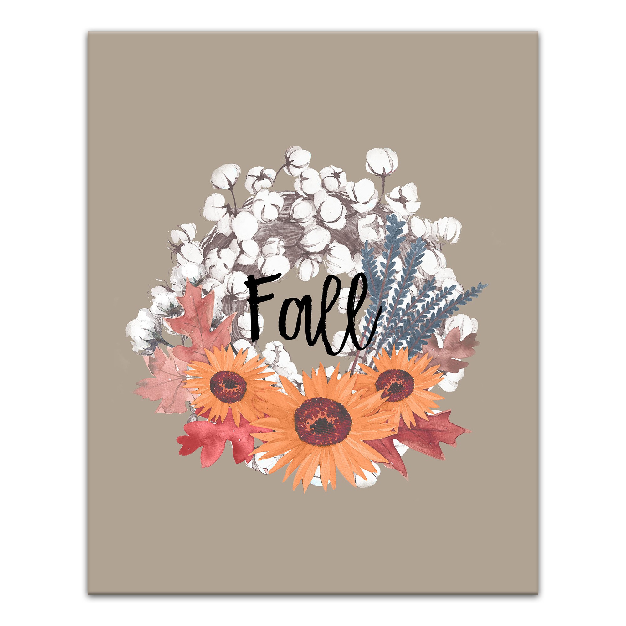 Earthy Fall Wreath 11x14 Canvas Wall Art